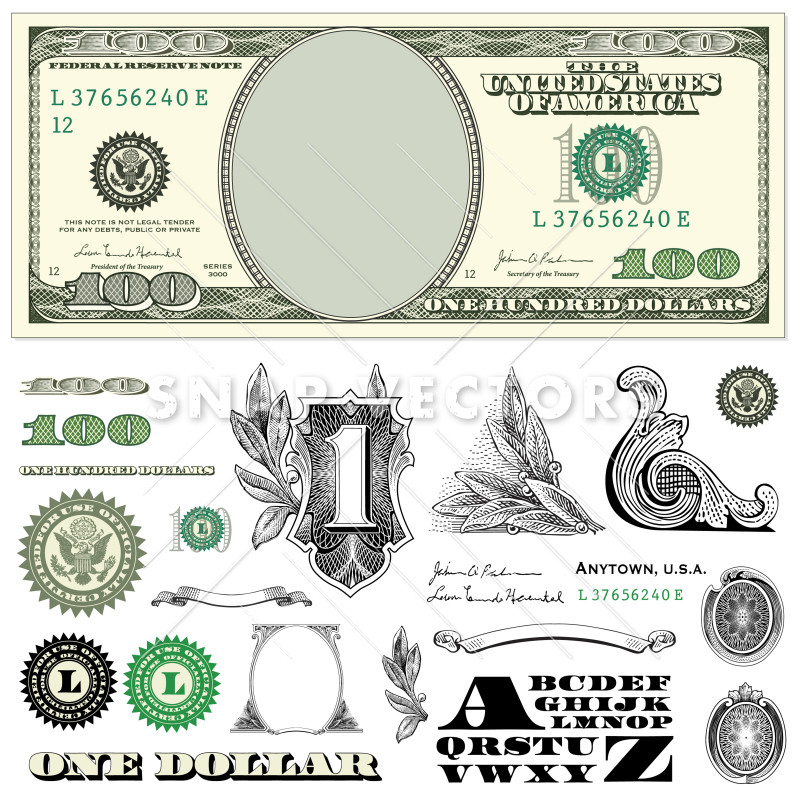 100 Dollar Bill Vector Lovely Vector 100 Dollar Bill Template Set Snap Vectors