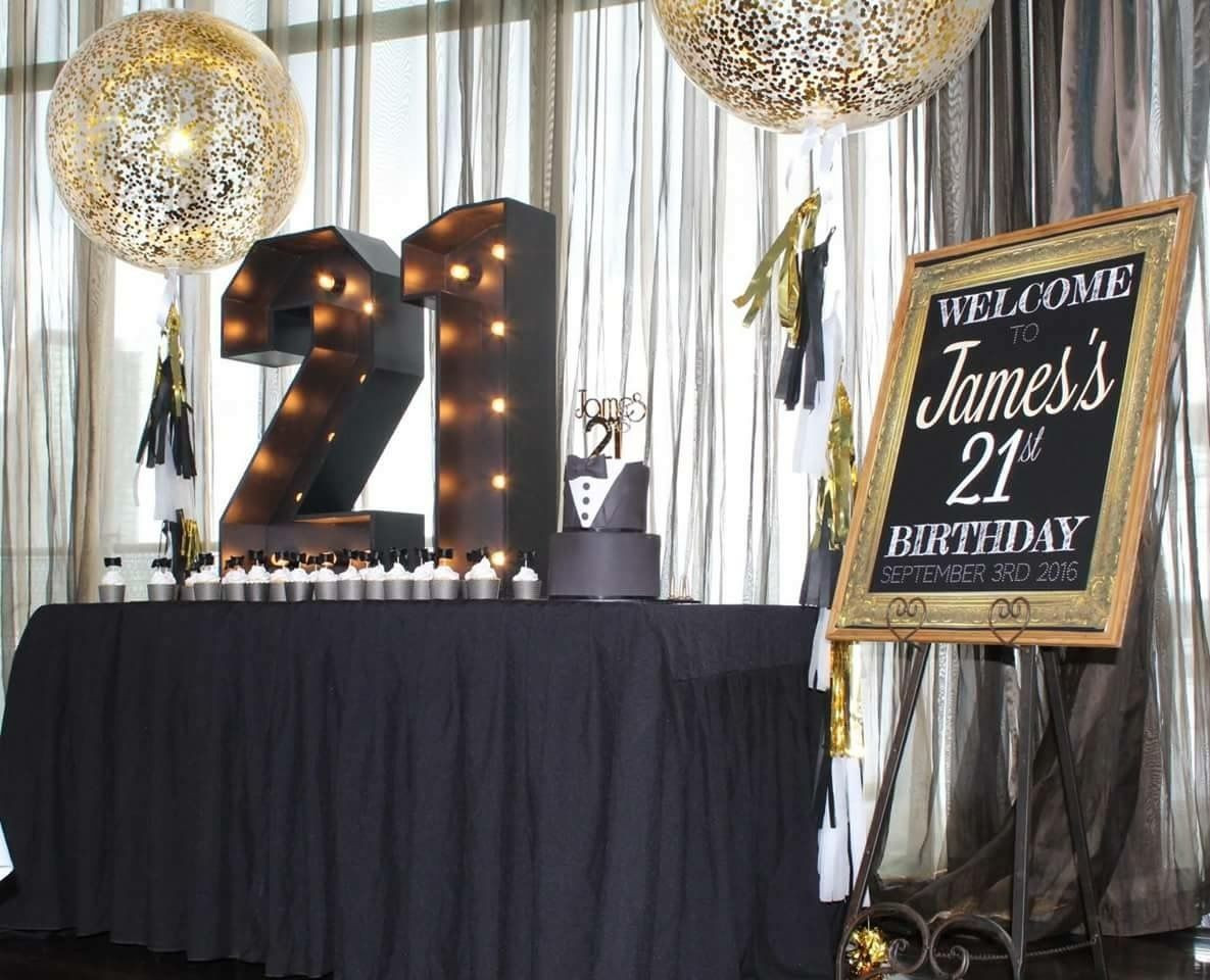 21st Party themes Beautiful Fun &amp; Elegant Styling for A 21st Birthday themed In Black and Gold In