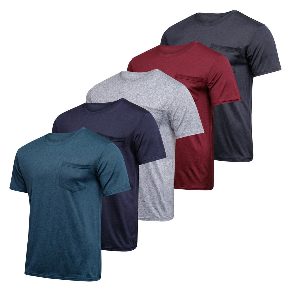 3 Xl Mens Shirts Awesome Real Essentials 5 Pack Mens Active Dry Fit Pocket Crew Neck T Shirt