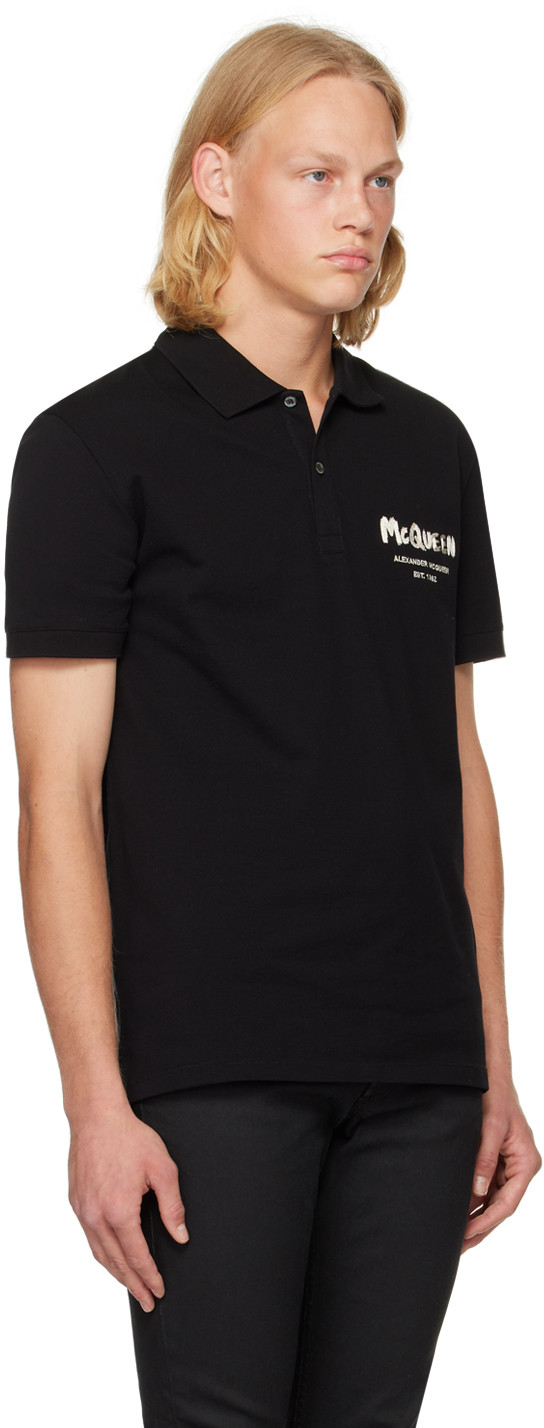 Alexander Mcqueen Polo Elegant Alexander Mcqueen Black Embroidered Polo Alexander Mcqueen