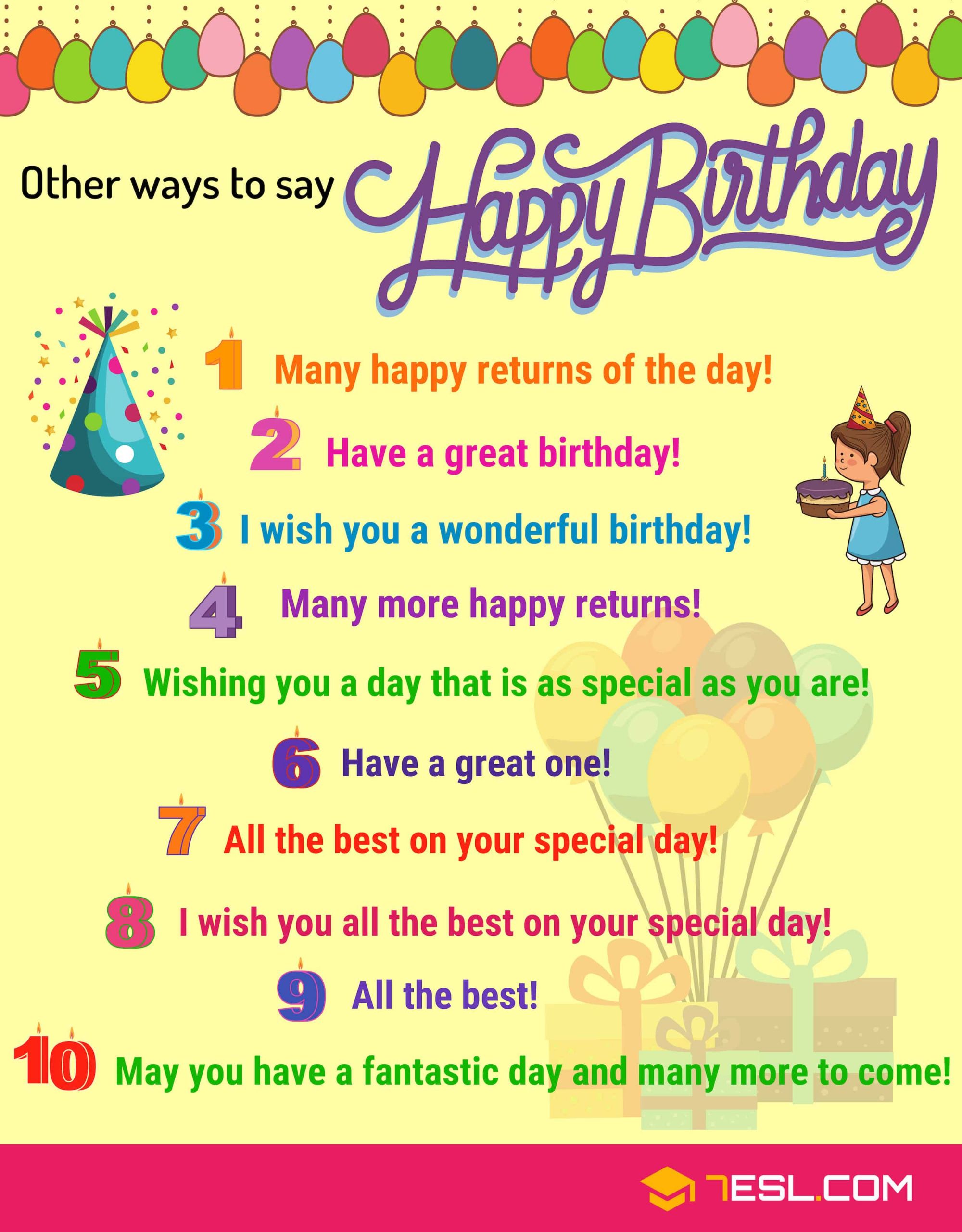 Another Way to Say Happy Birthday Inspirational 50 Other Ways to Say Happy Birthday In English • 7esl