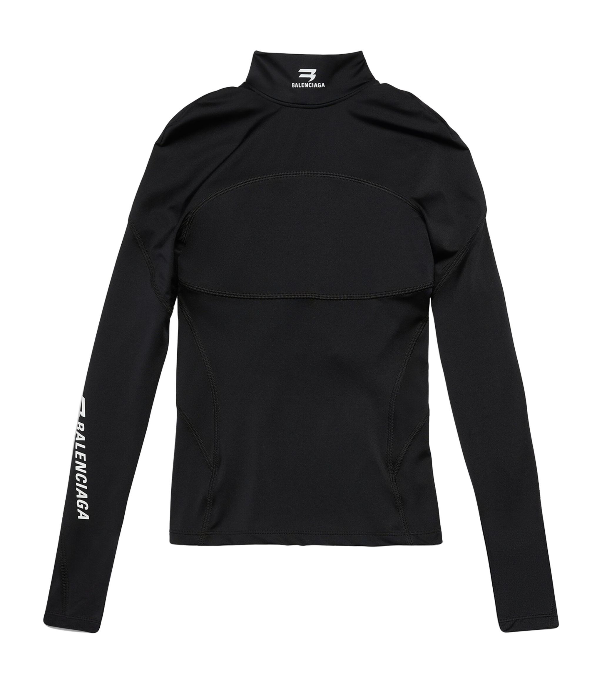 Balenciaga Long Sleeve Luxury Womens Balenciaga Black Logo Long Sleeve top