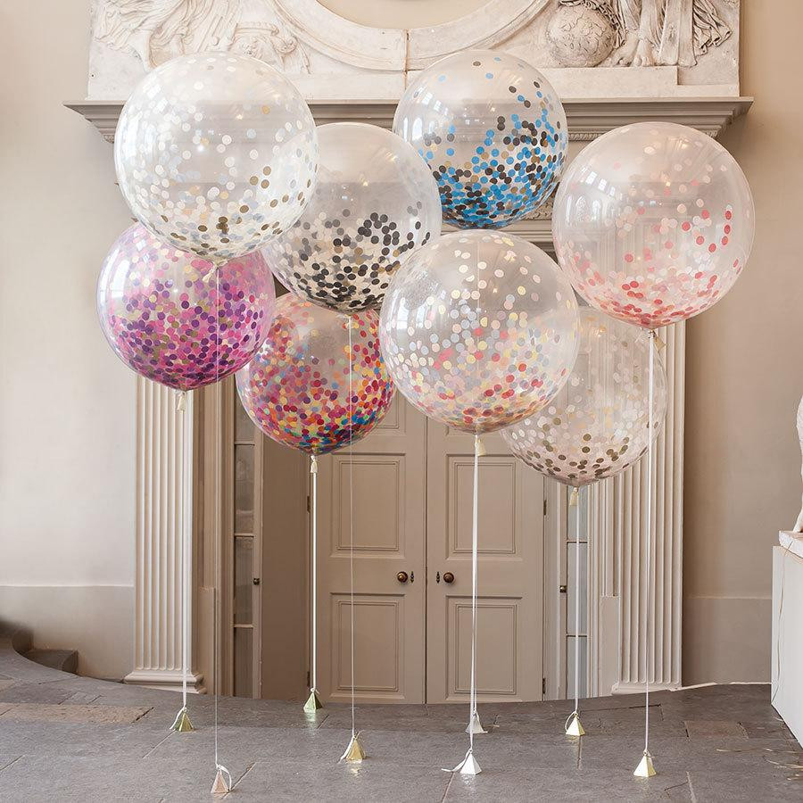 Balloons with Confetti Inside New Custom Colours Giant Round Clear Opaque Balloons with Confetti