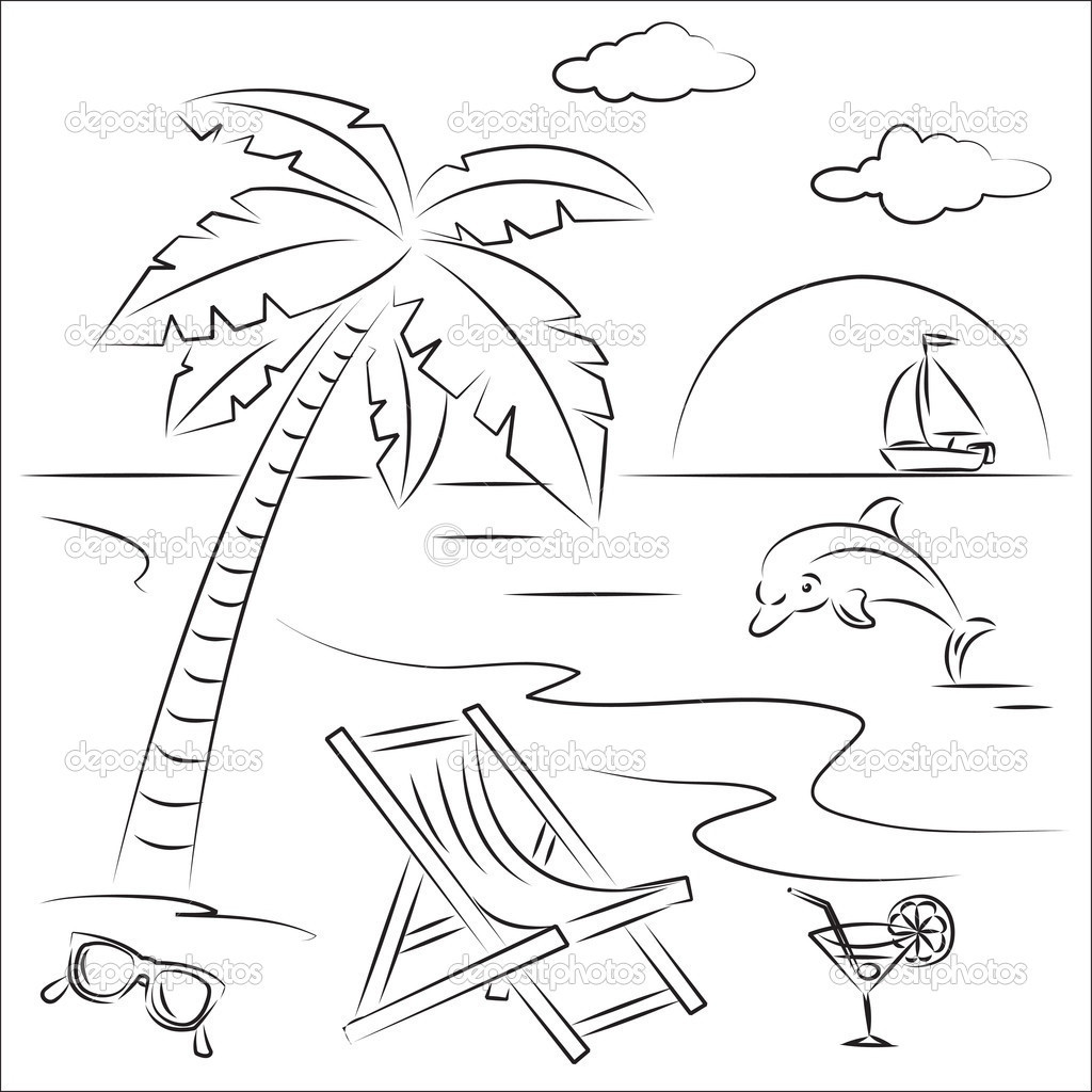 Beach Line Drawing Luxury Beach Line Drawing at Getdrawings