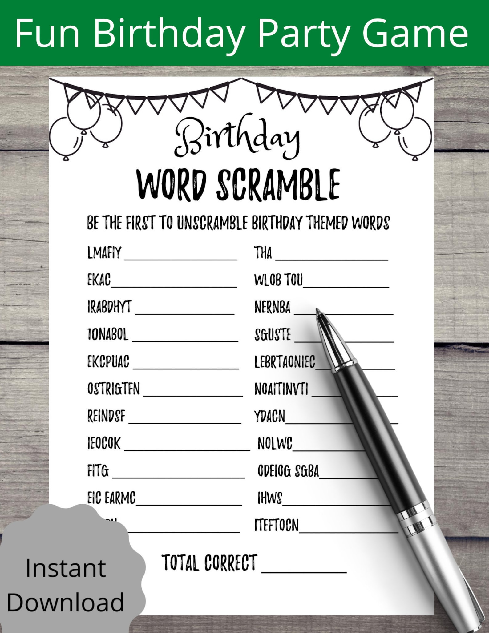 Birthday Games for Adults Elegant Adult Birthday Party Games Birthday Word Scramble Games 20th 25th