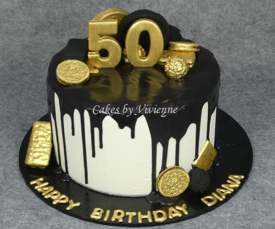 Black and Gold 50th Birthday Cake Unique Black and Gold 50th Birthday Cake Cakecentral