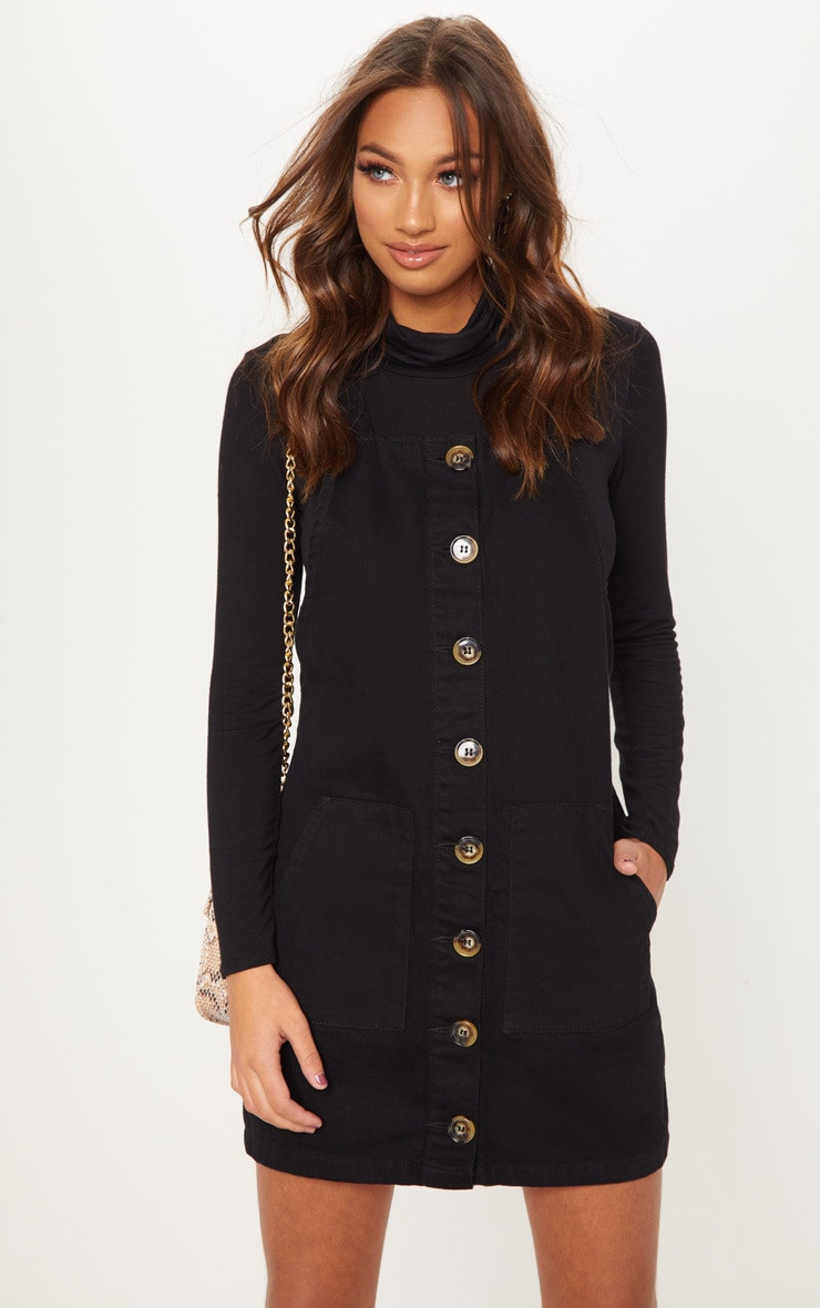 Black Denim Dress Lovely button Through Black Denim Dress Denim