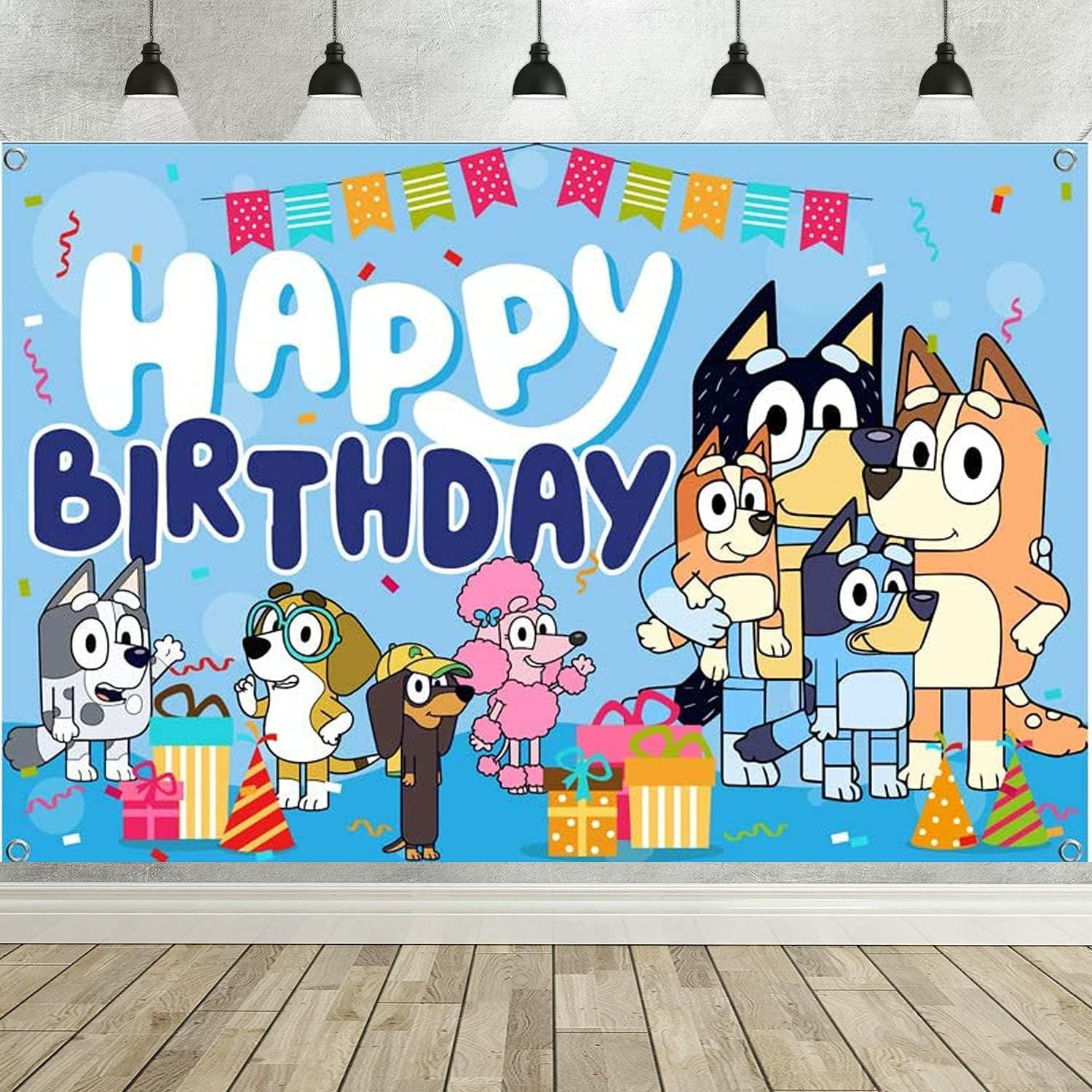 Bluey Happy Birthday Banner Best Of Bluey Party Decoration Cartoon Sheepdog Happy Birthday Backdrop Banner