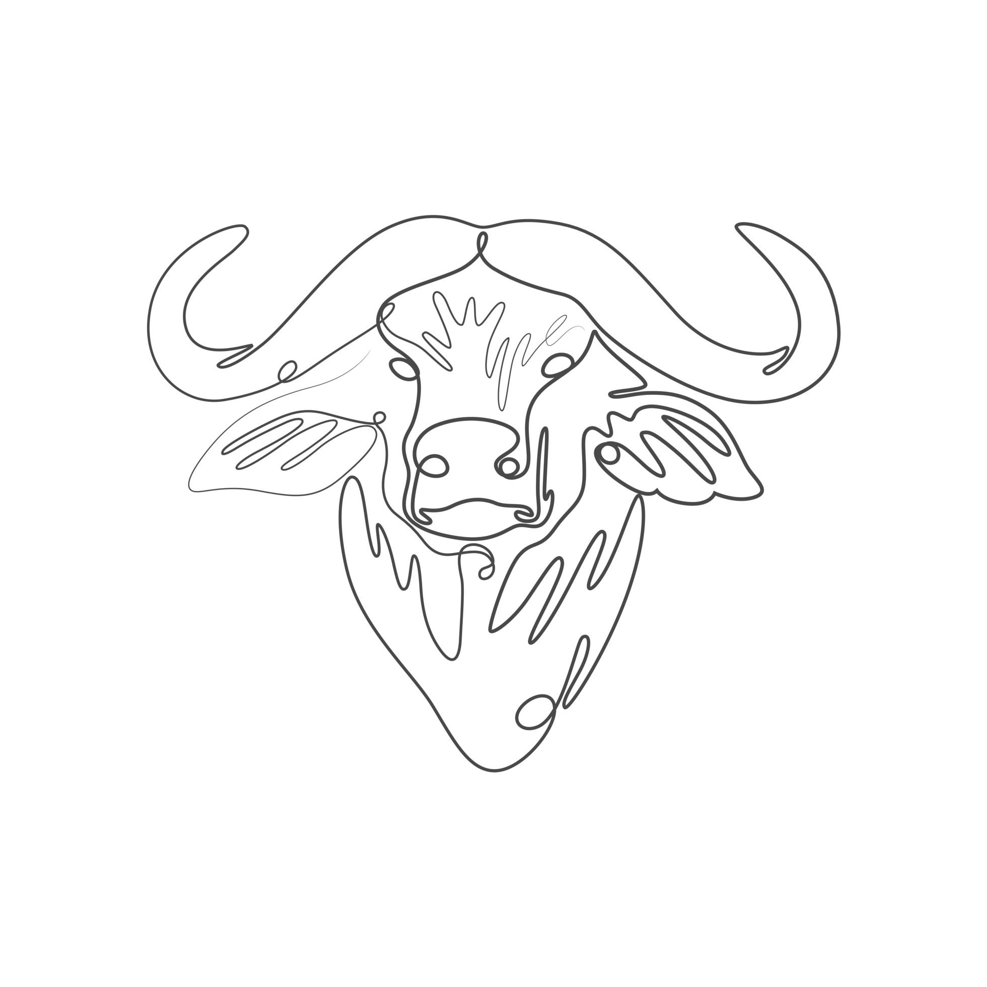 Buffalo Line Drawing New E Single Line Drawing Of Strong Buffalo Head Trendy Continuous Line