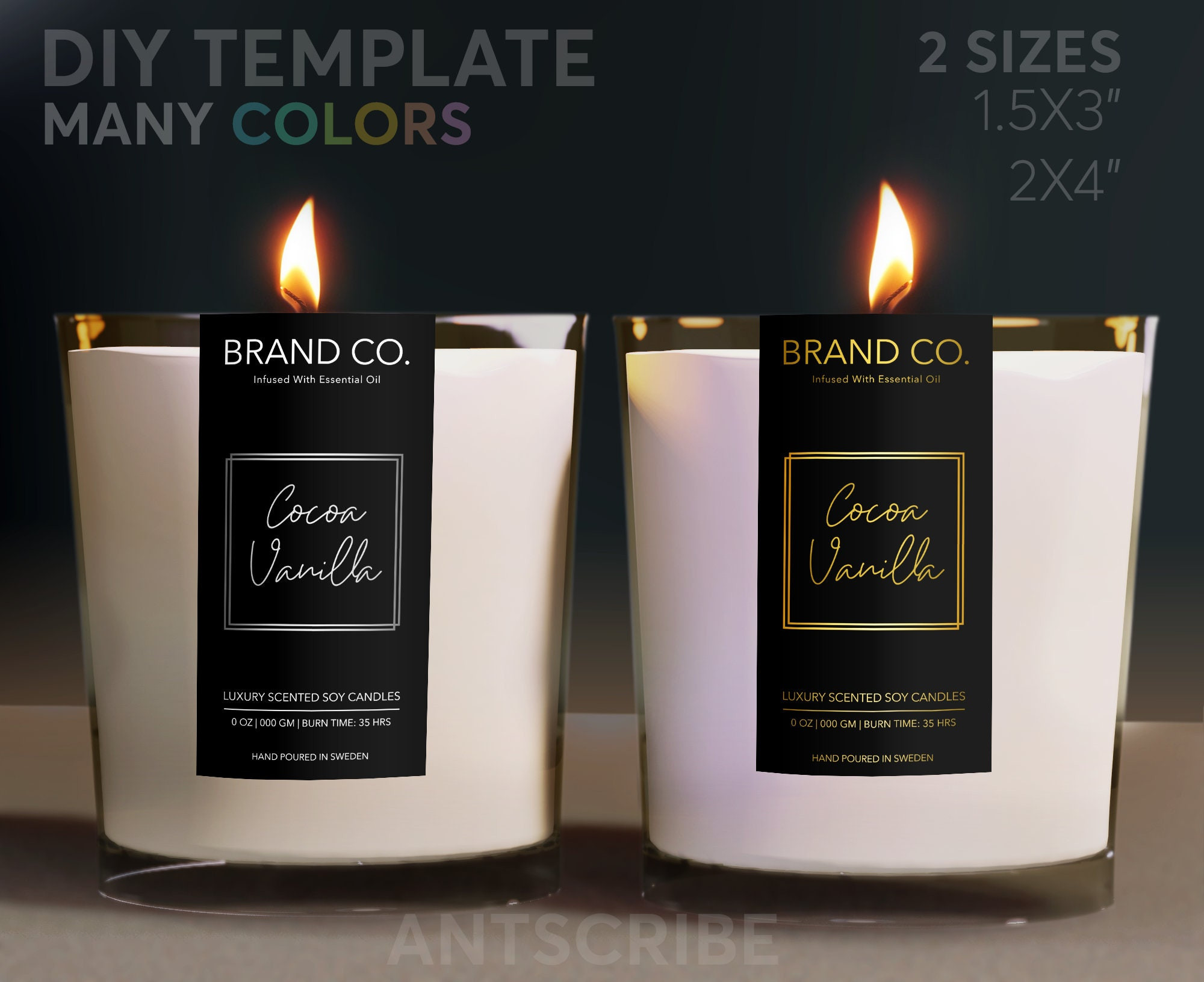 Candle Label Design Elegant Elegant Vertical Candle Label Template Diy Printable Premium