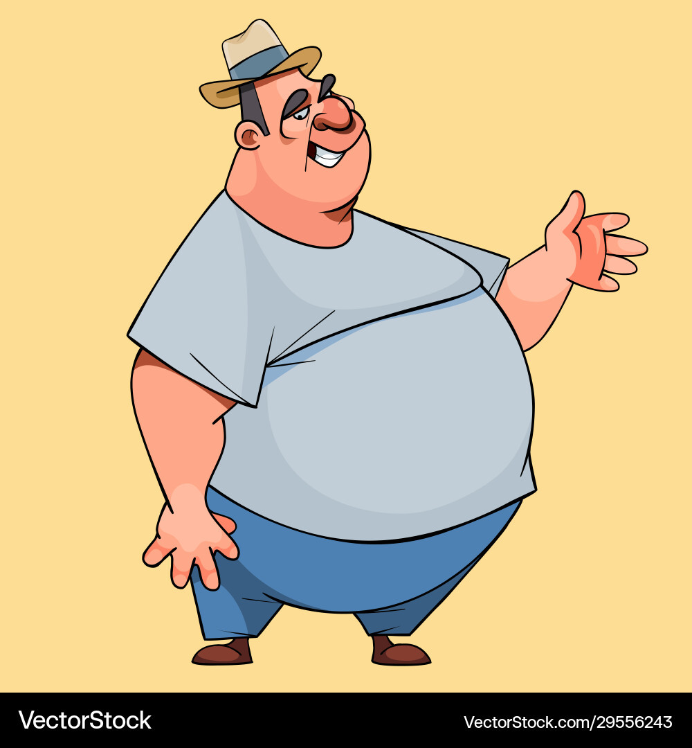 Cartoon Of Fat Man Fresh Cartoon Fat Man In Hat Smiling Waved His Hand Vector Image