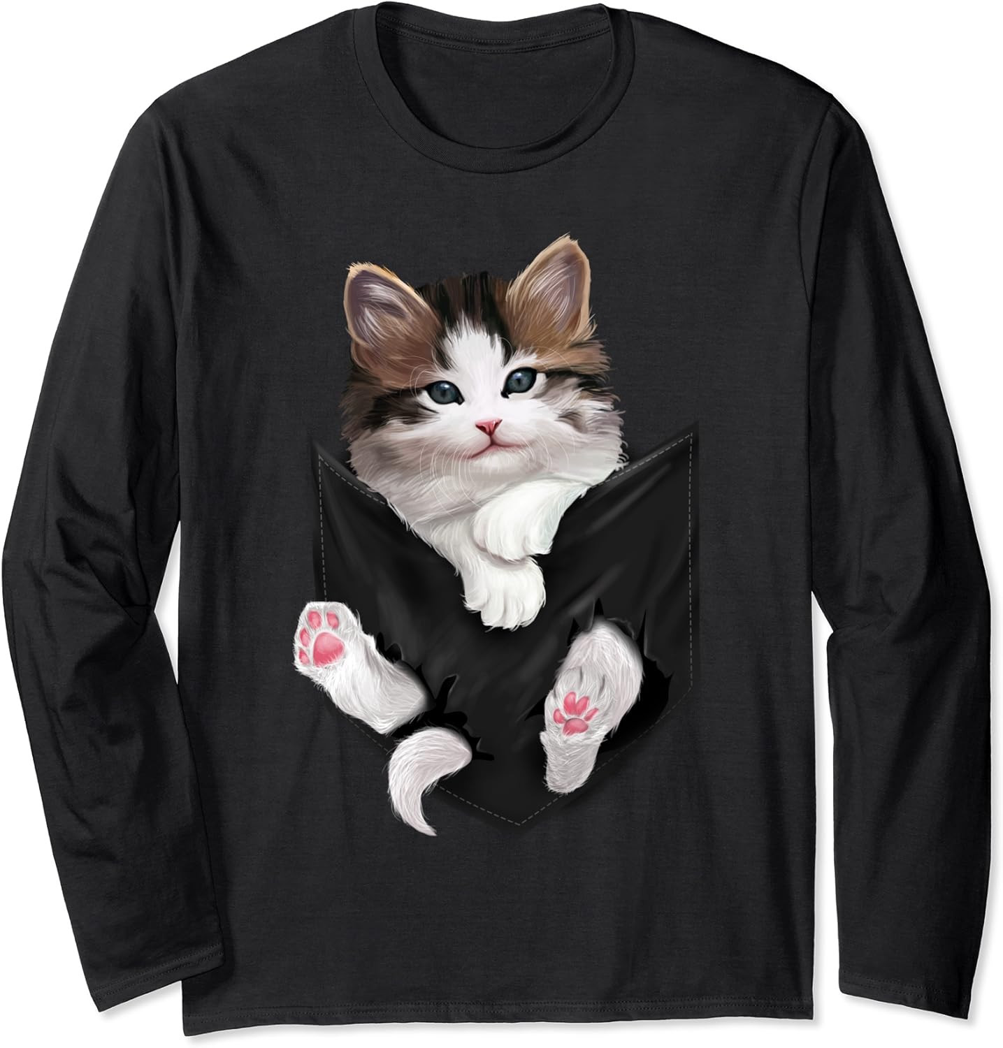 Cat Shirts Amazon Lovely Adorable White Cat Pocket Long Sleeve T Shirt Amazon Fashion