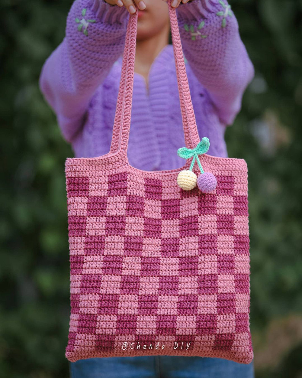 Checkered Crochet Pattern Inspirational Easy Crochet Checkered tote Bag Pattern