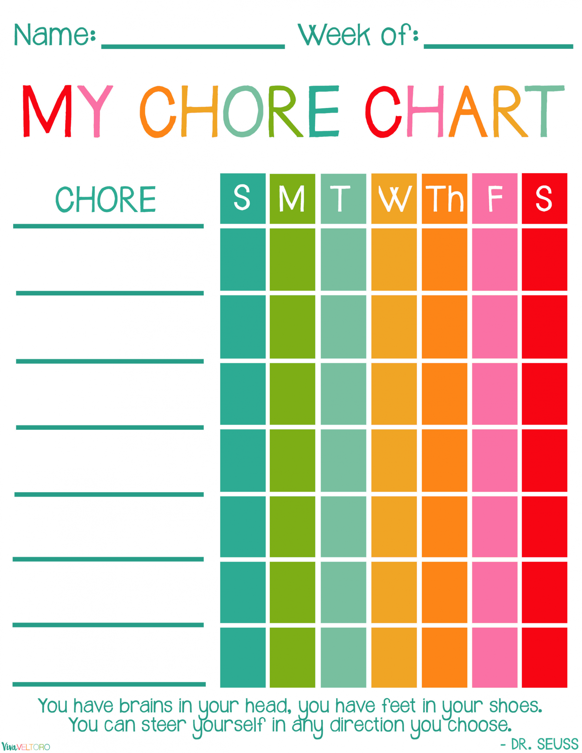 Chore Chart Template New Free Printable Chore Charts for Kids Viva Veltoro