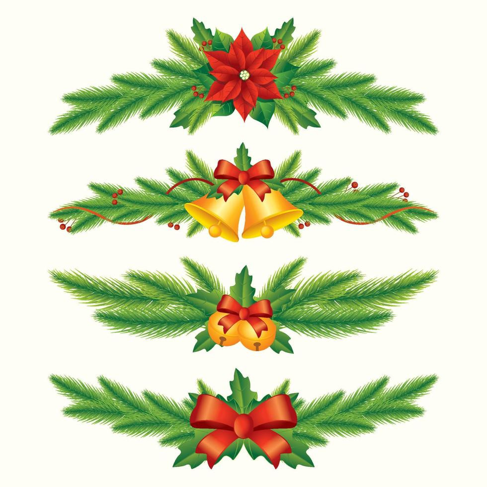 Christmas Garland Vector Elegant Set Of Christmas Garland Vector Art at Vecteezy