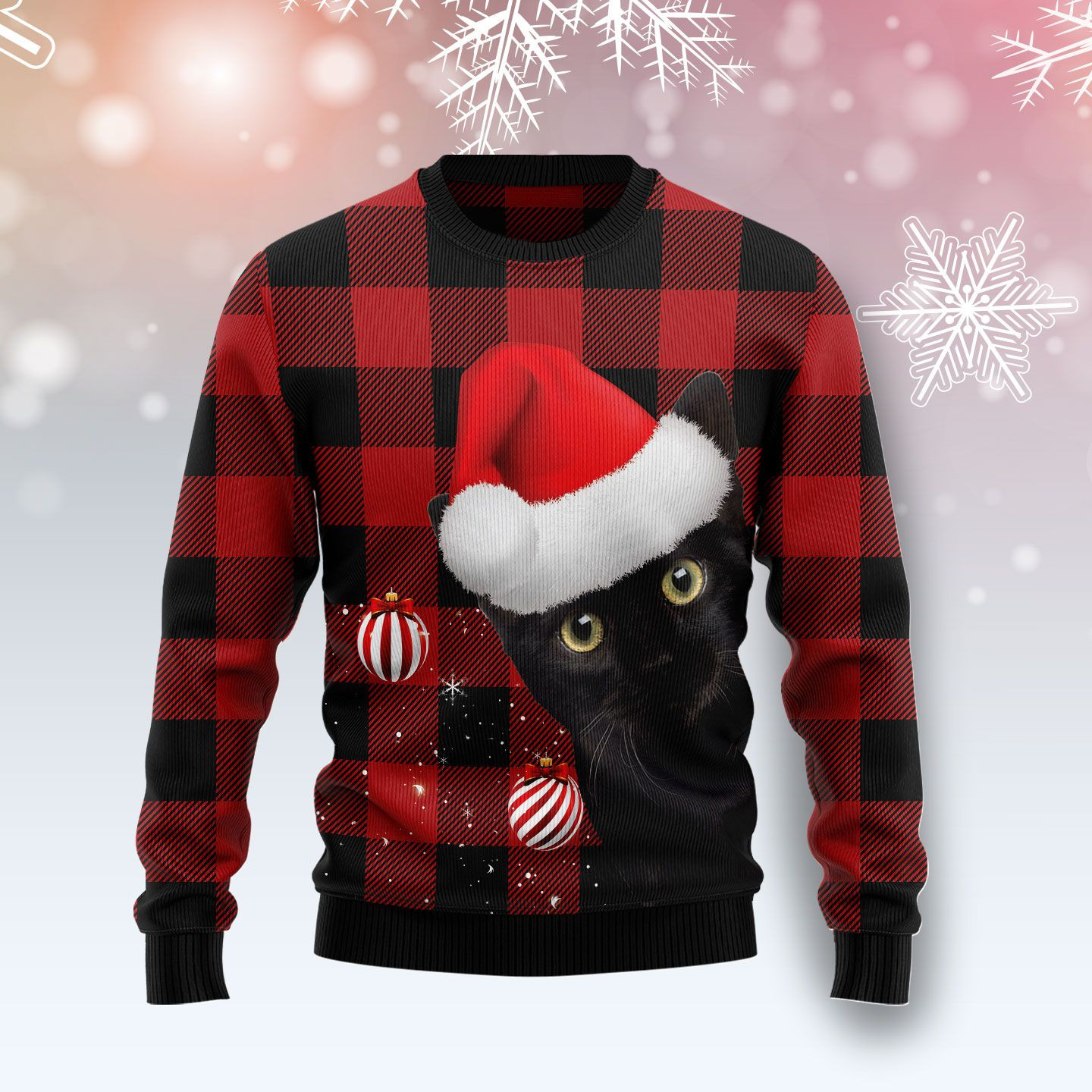 Christmas Sweater Black Cat Inspirational Plaid Pattern Black Cat Christmas Wool Sweater Robinplacefabrics