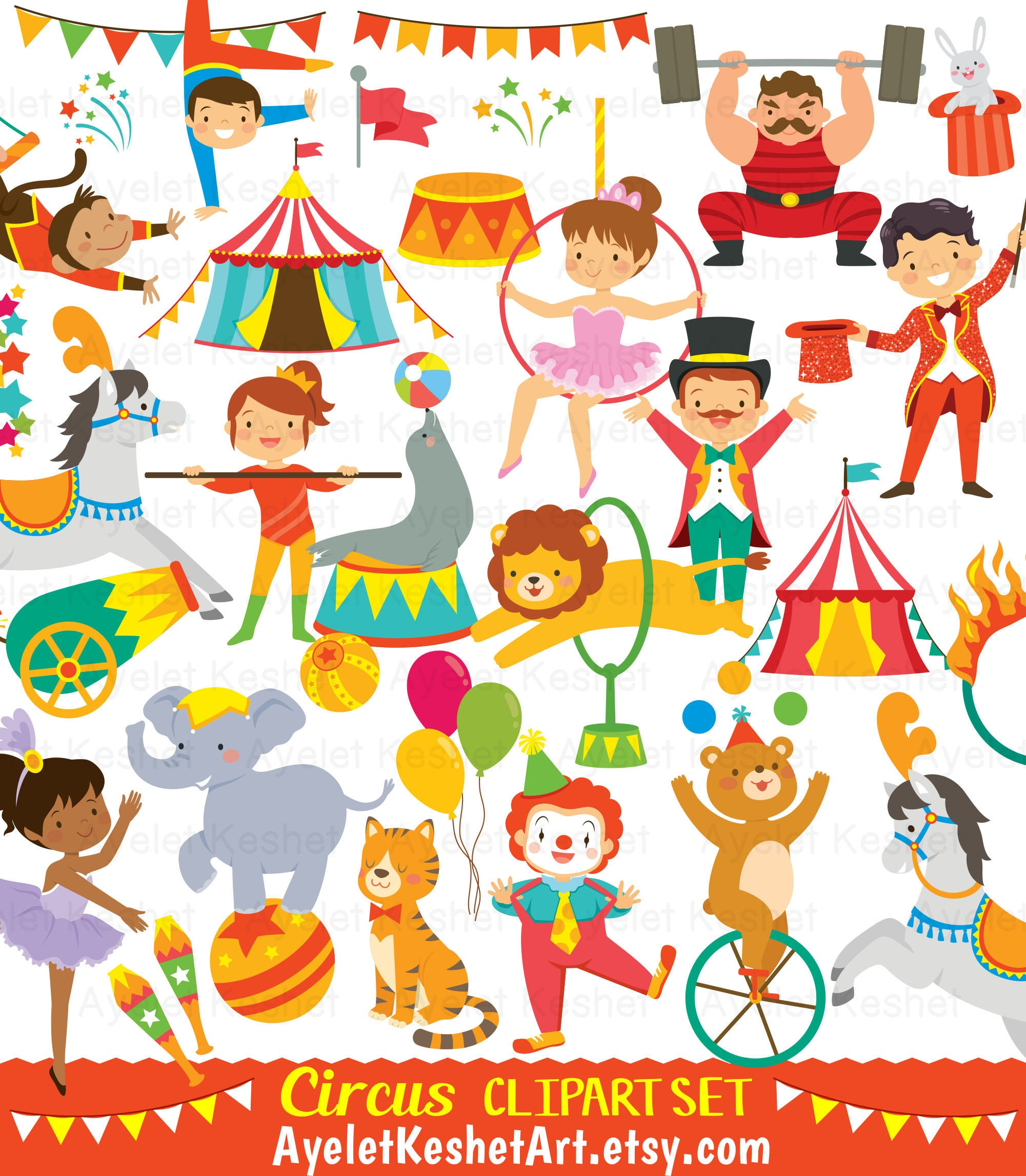 Circus Clip Art New Circus Clipart Set Cute Illustrations Of Circus Animals