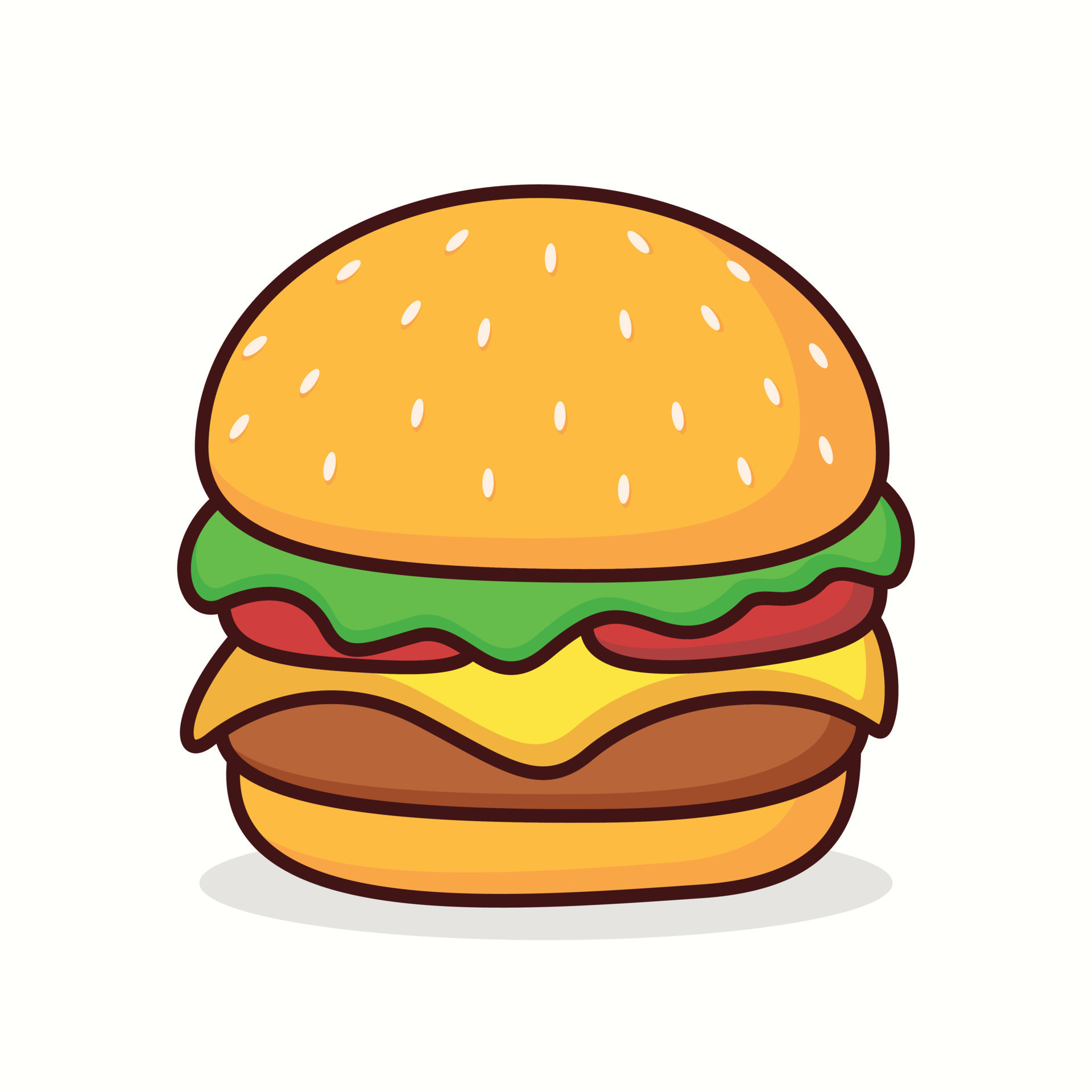 Clip Art Hamburger Awesome Cute Burger Cartoon Icon Vector Illustration Delicious Cheeseburger