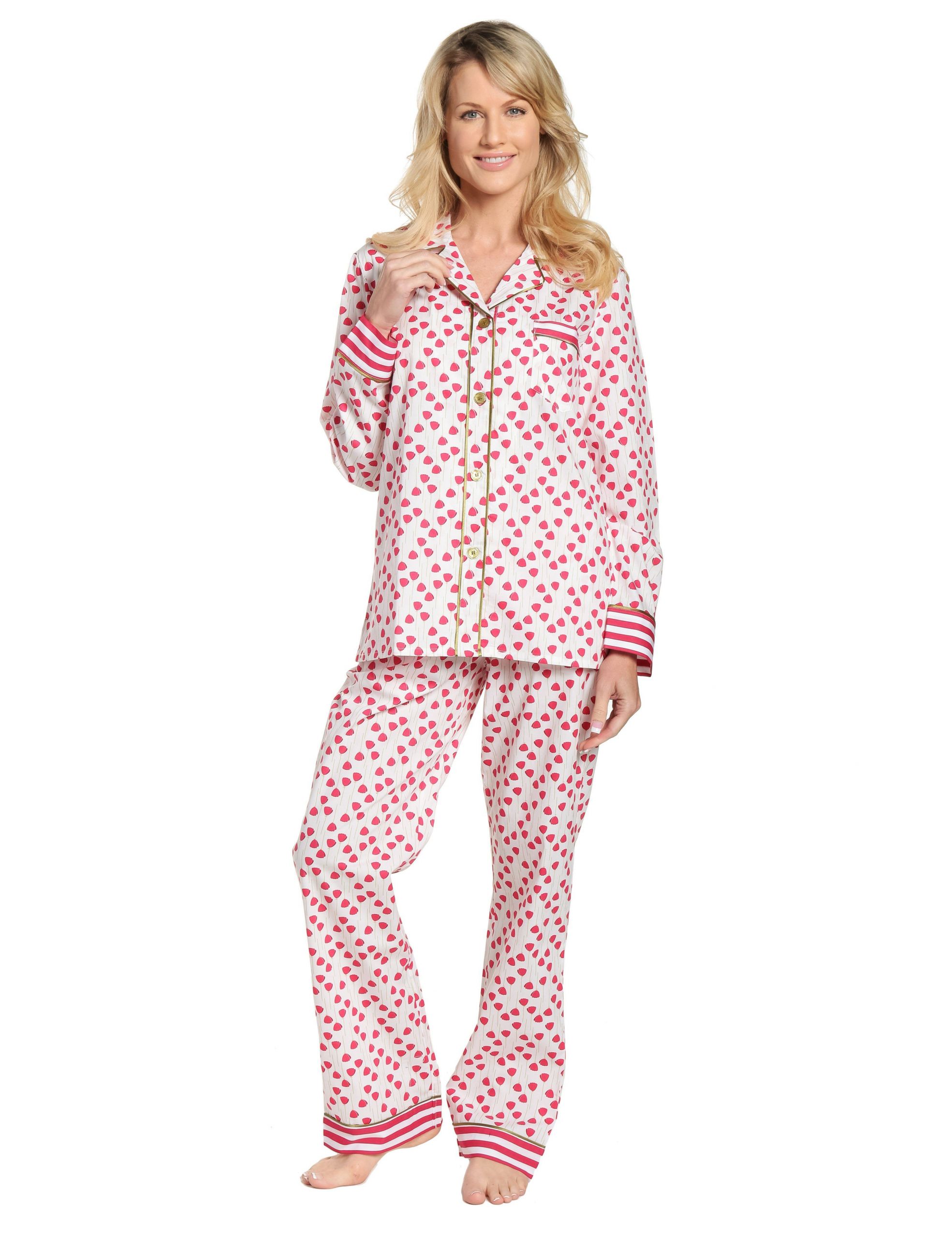 Cotton Pajama Sets Elegant Womens Premium Cotton Poplin Pajama Set with Contrast Cuffs