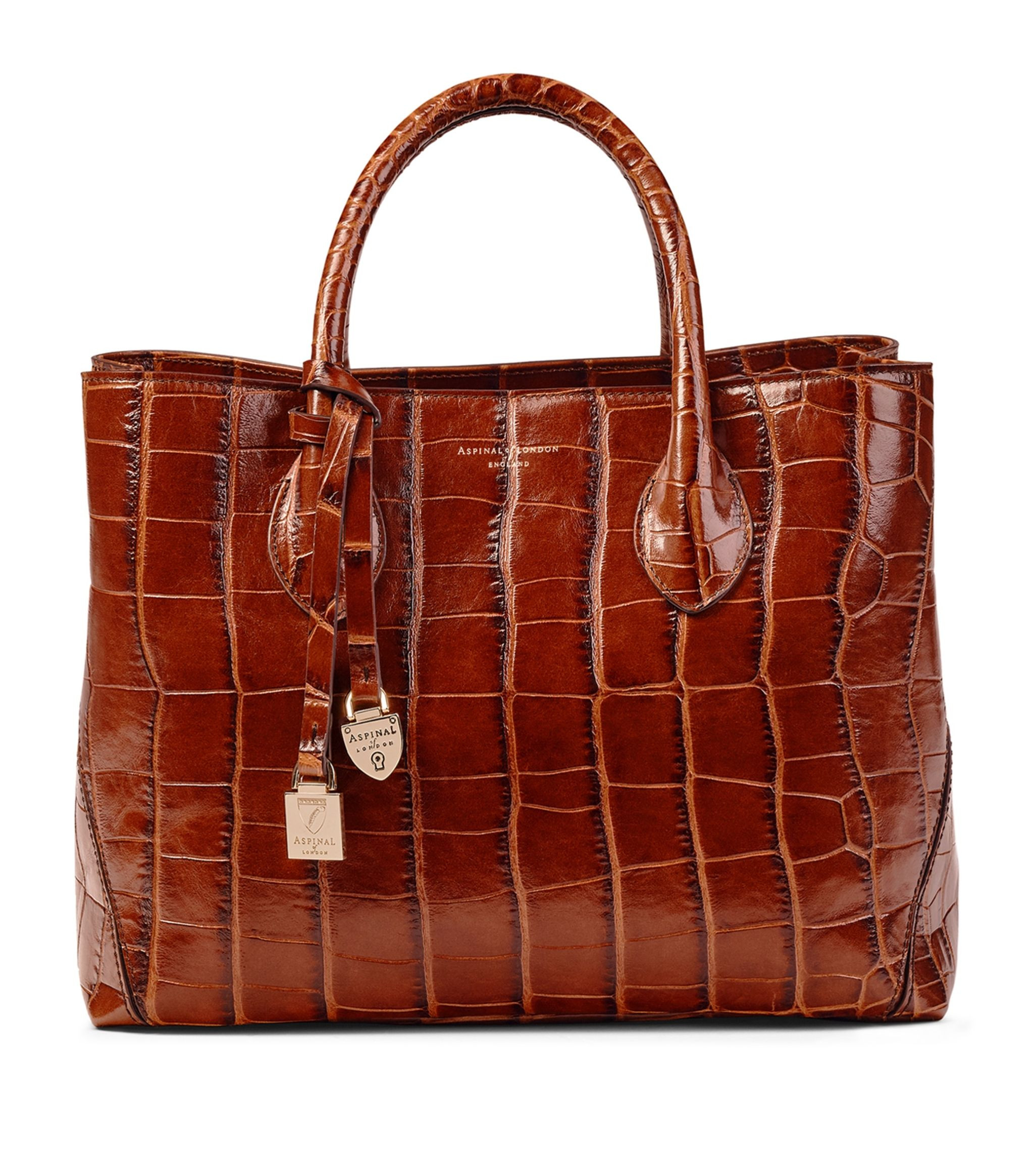 Croc Bag tote Fresh aspinal London Brown Croc Embossed Leather London tote Bag