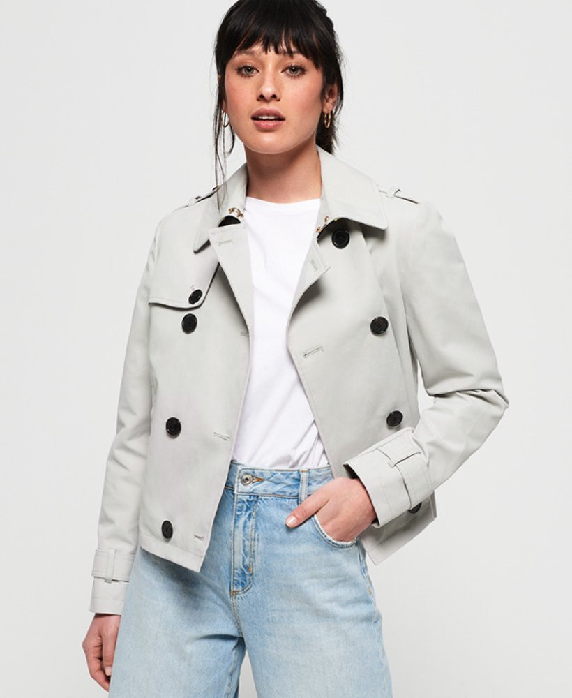 Cropped Coat Womens Fresh Womens Cropped Azure Trench Coat In Stone