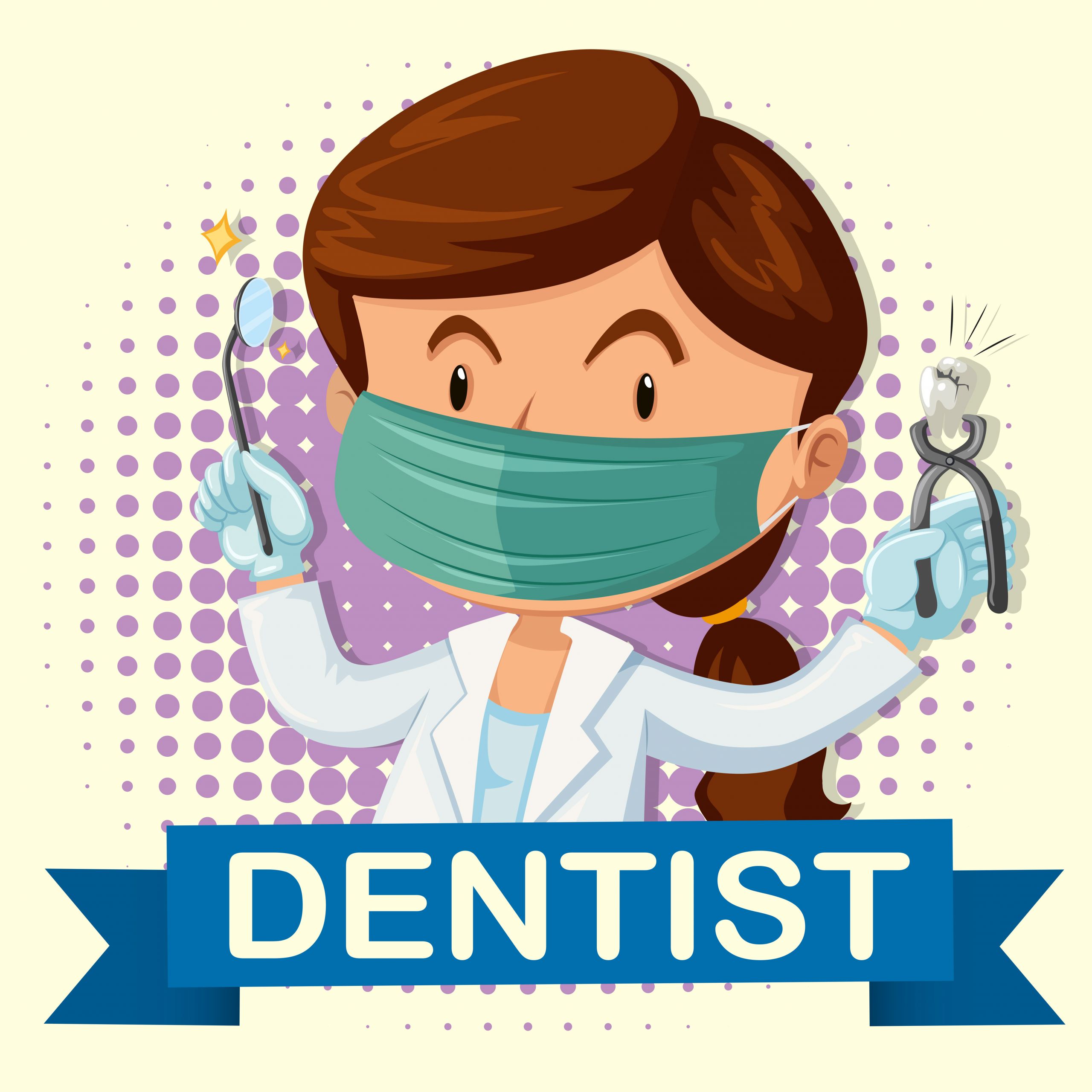 Dental Clip Art Lovely Female Dentist with tooth and tools Vector Art at Vecteezy