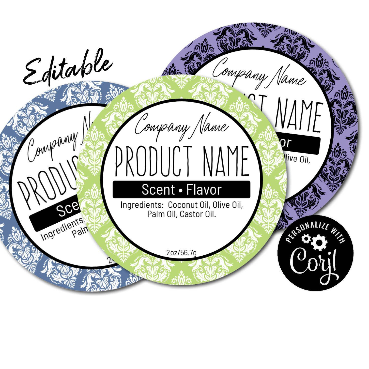 Design Sticker Labels Beautiful Editable Damask Round Label Sticker Template Personalize Customize