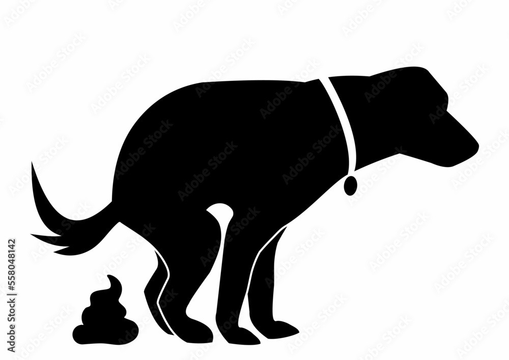 Dog Pooping Silhouette Lovely Pooping Dog Excrement Black Silhouette Vector Illustration On White