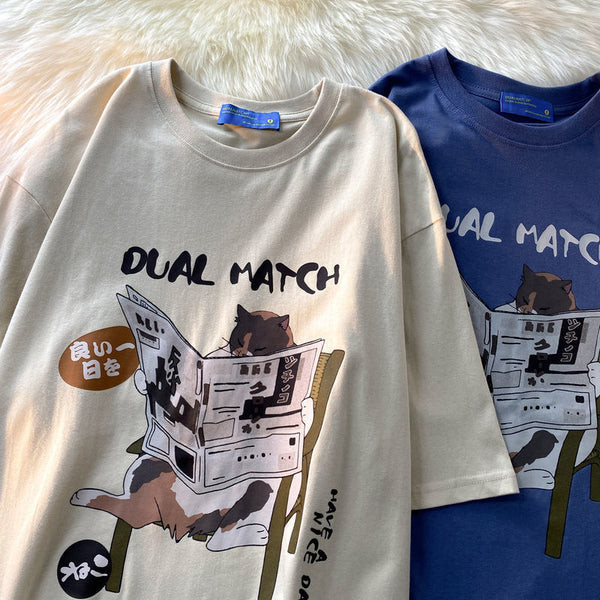 Dual Match Cat Shirt Fresh &quot;dual Match&quot; Premium Harajuku Cat T Shirts