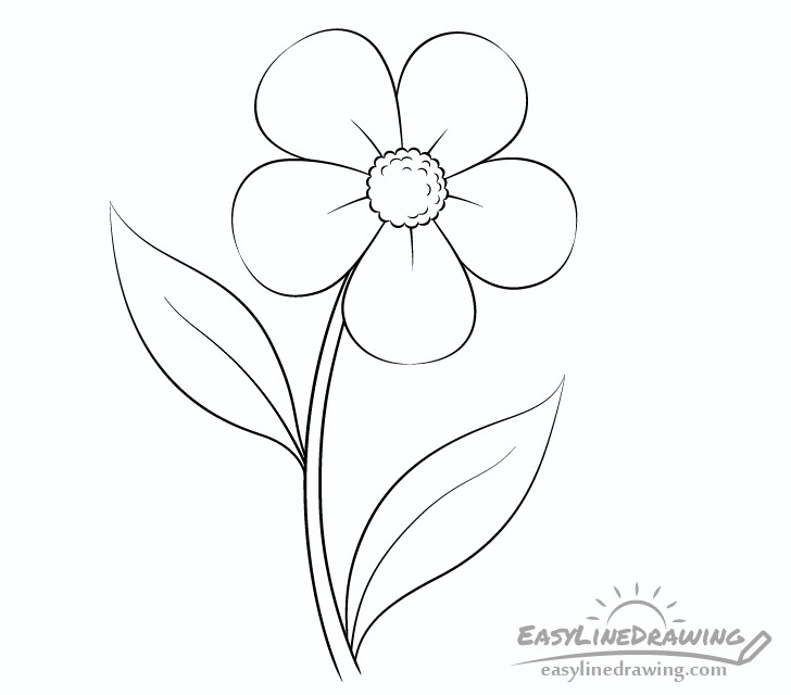 Easy Flower Line Drawing Lovely How to Draw A Flower Step by Step Easylinedrawing