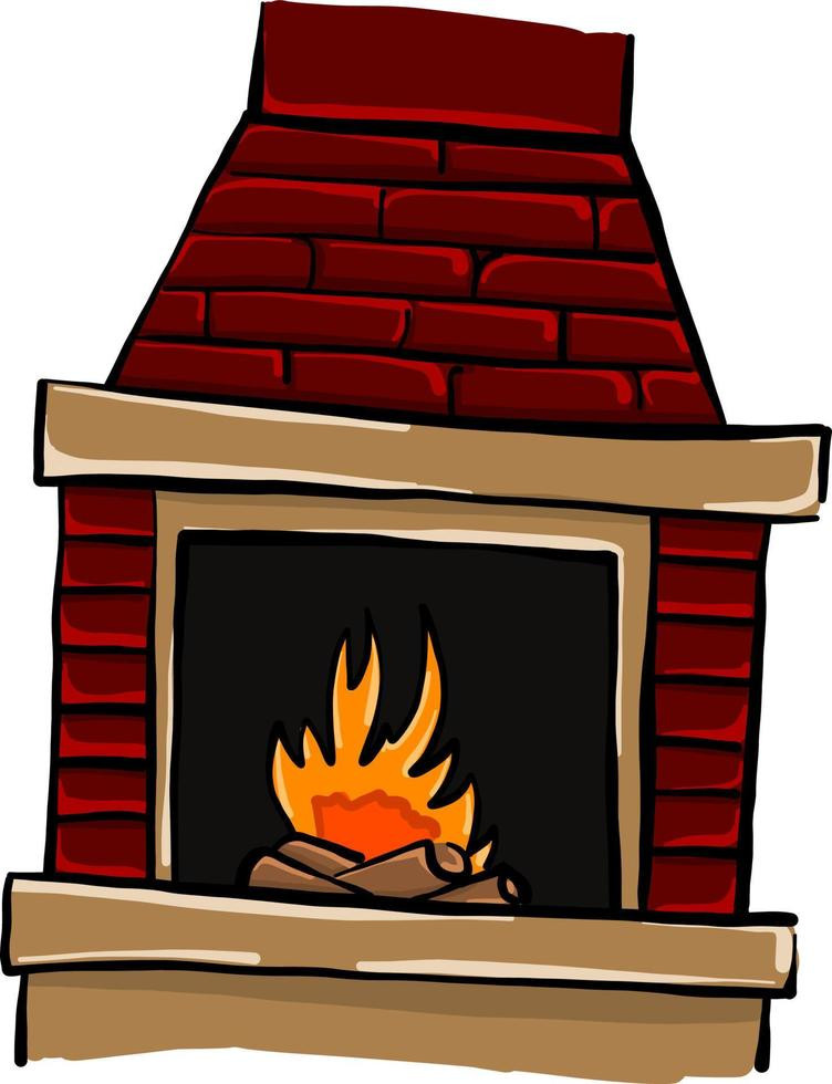 Fire Place Illustration New Fireplace Illustration Vector On White Background Vector Art