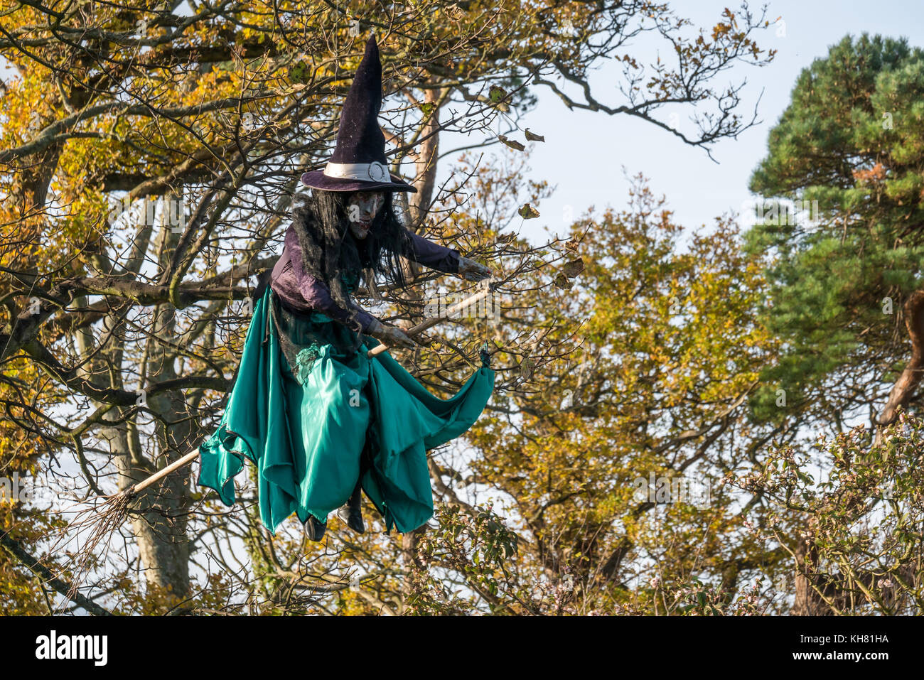 Flying Witch On Broomstick Decoration Inspirational Scary Flying Witch On Broomstick Decoration Hanging In A Tree for