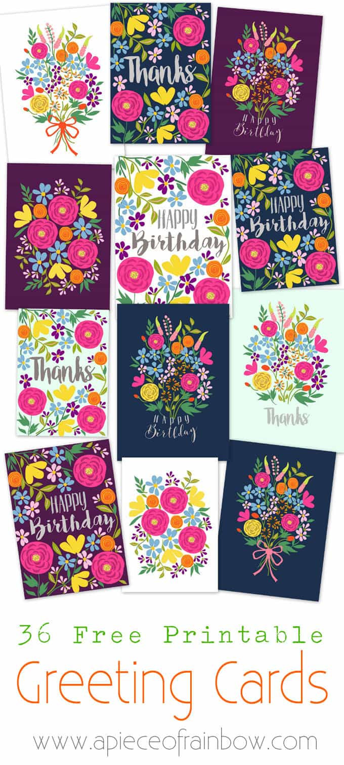 Free Greeting Cards to Print Beautiful Free Printable Flower Greeting Cards A Piece Rainbow