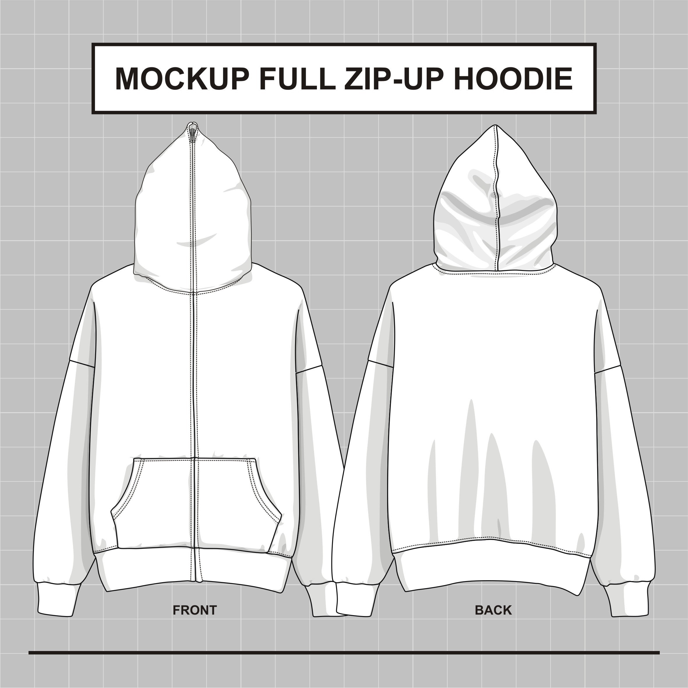 Full Zip Mockup Lovely Vector Mockup Full Zip Up Hoo Over Face Illustrator Eps Pdf and