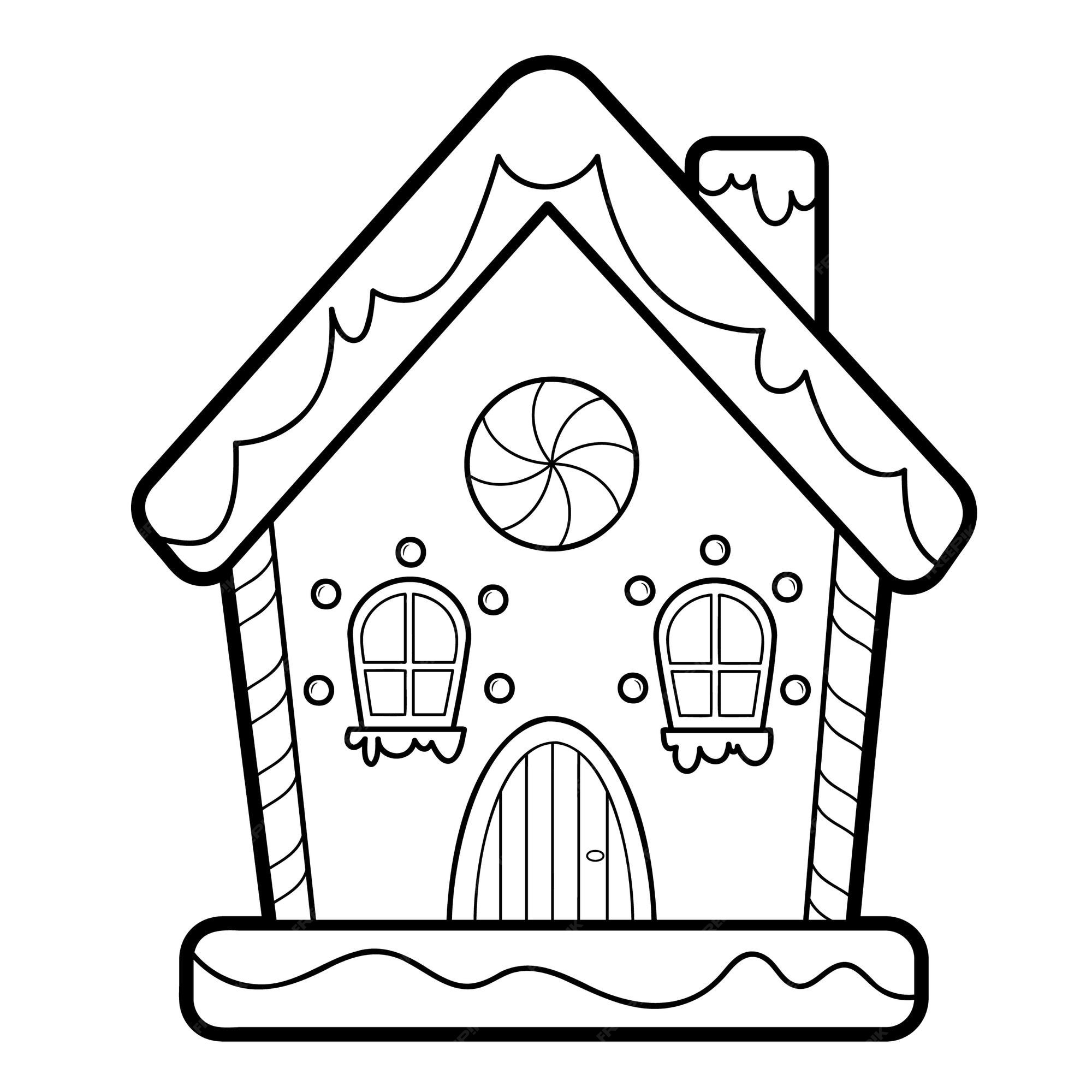 Gingerbread House Clipart Black and White Inspirational Premium Vector