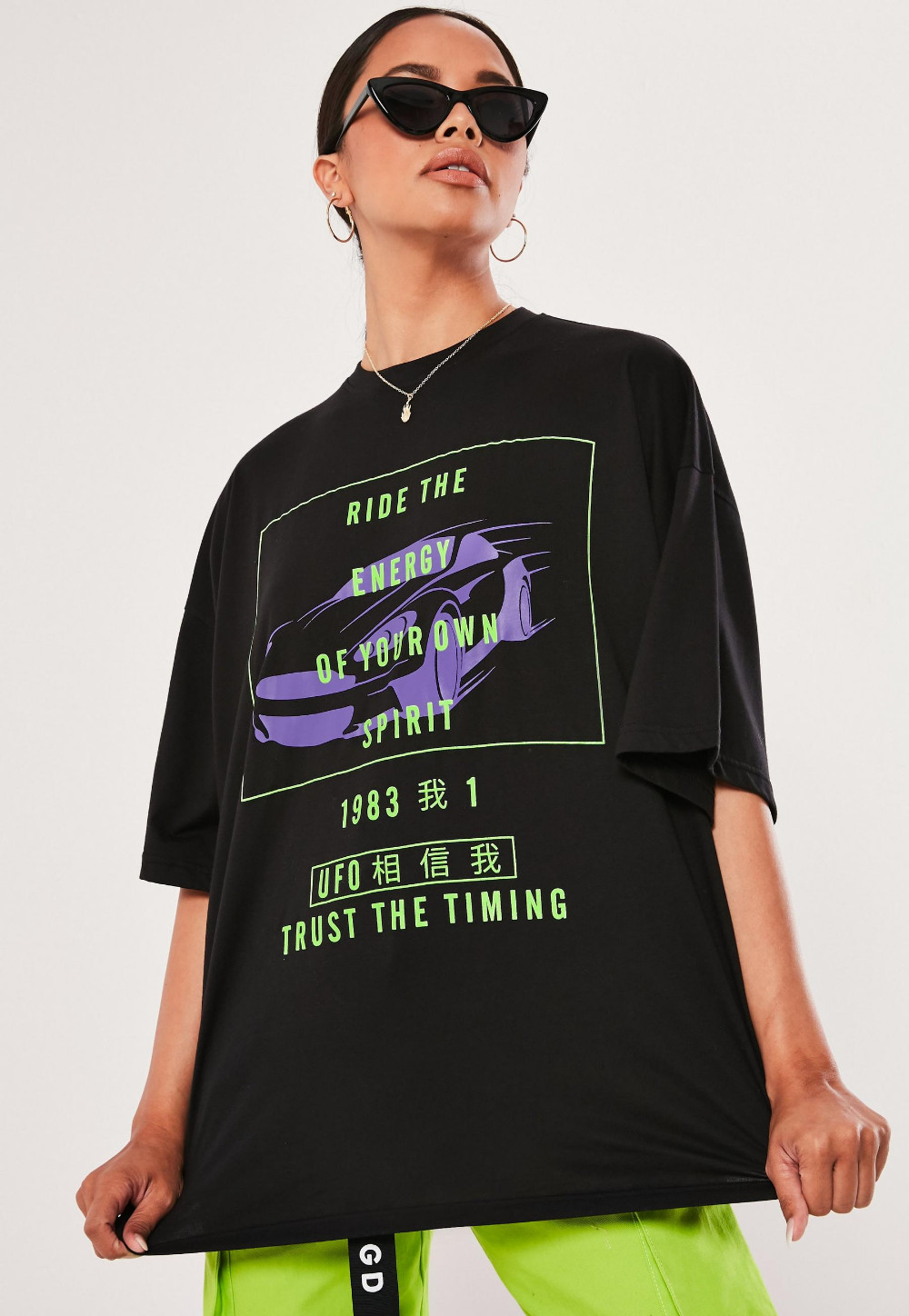 Graphic T Shirt Black Lovely Black Ride the Energy Graphic T Shirt Missguided