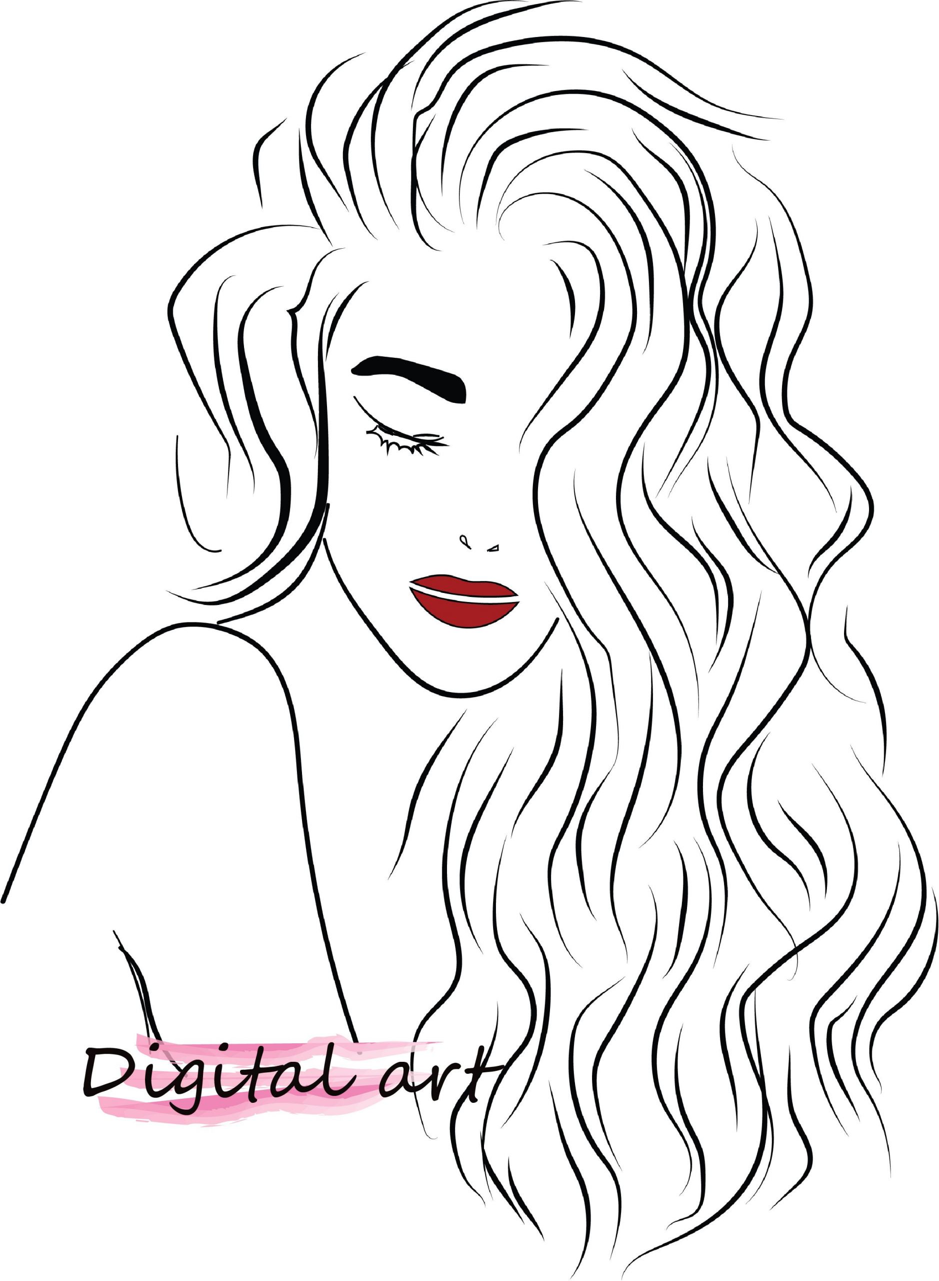 Hair Line Drawing Beautiful Hair Line Drawing