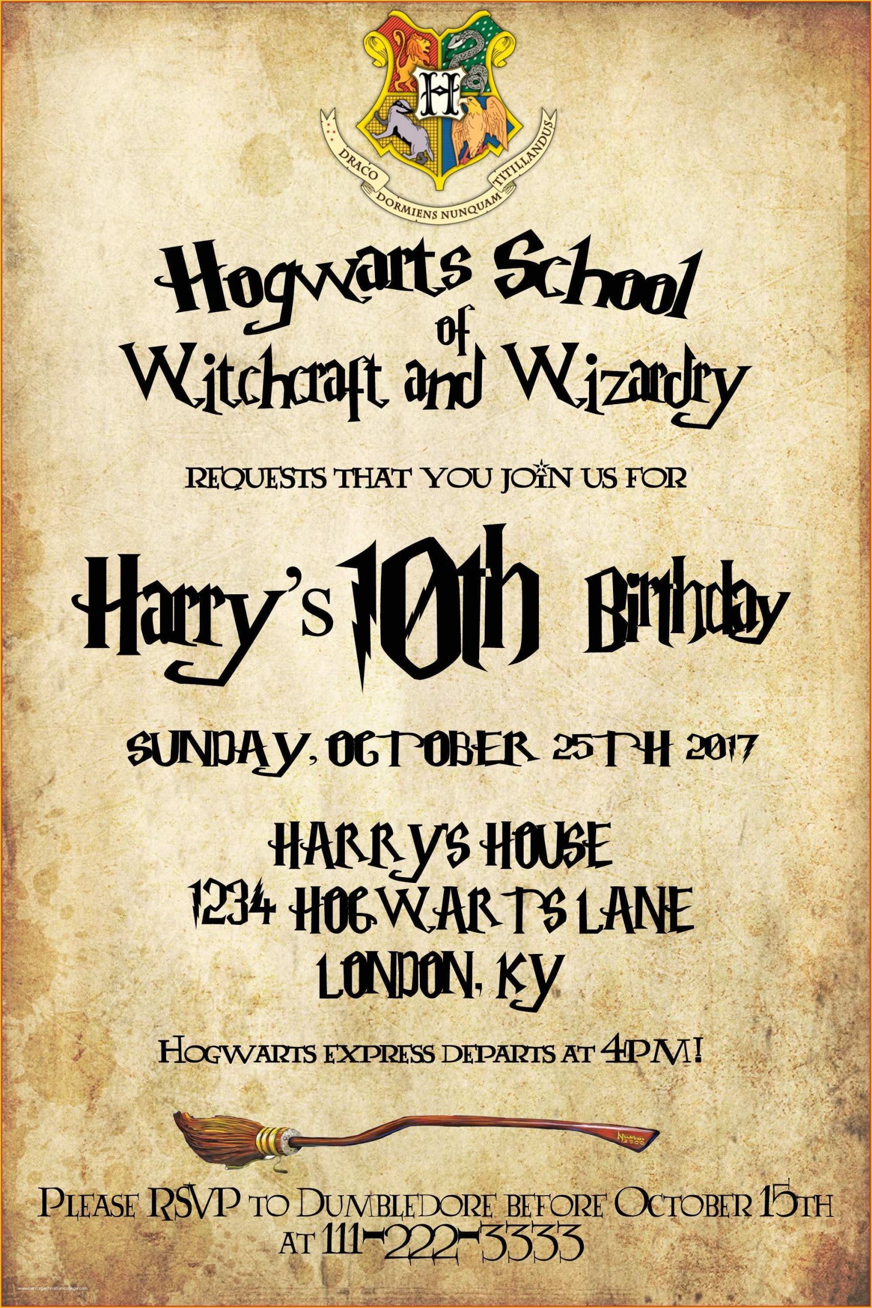 Harry Potter Birthday Invitations New Free Printable Editable Harry Potter Birthday Invitations