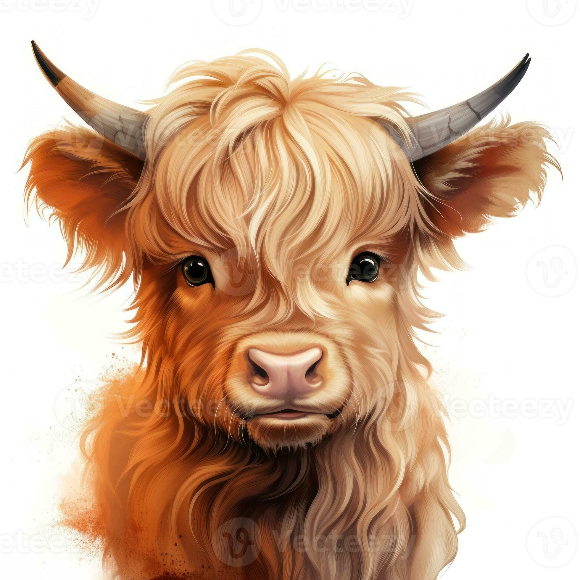 Highland Cows Clipart Elegant Adorable Baby Highland Cow Clipart On White Background Ai Generated