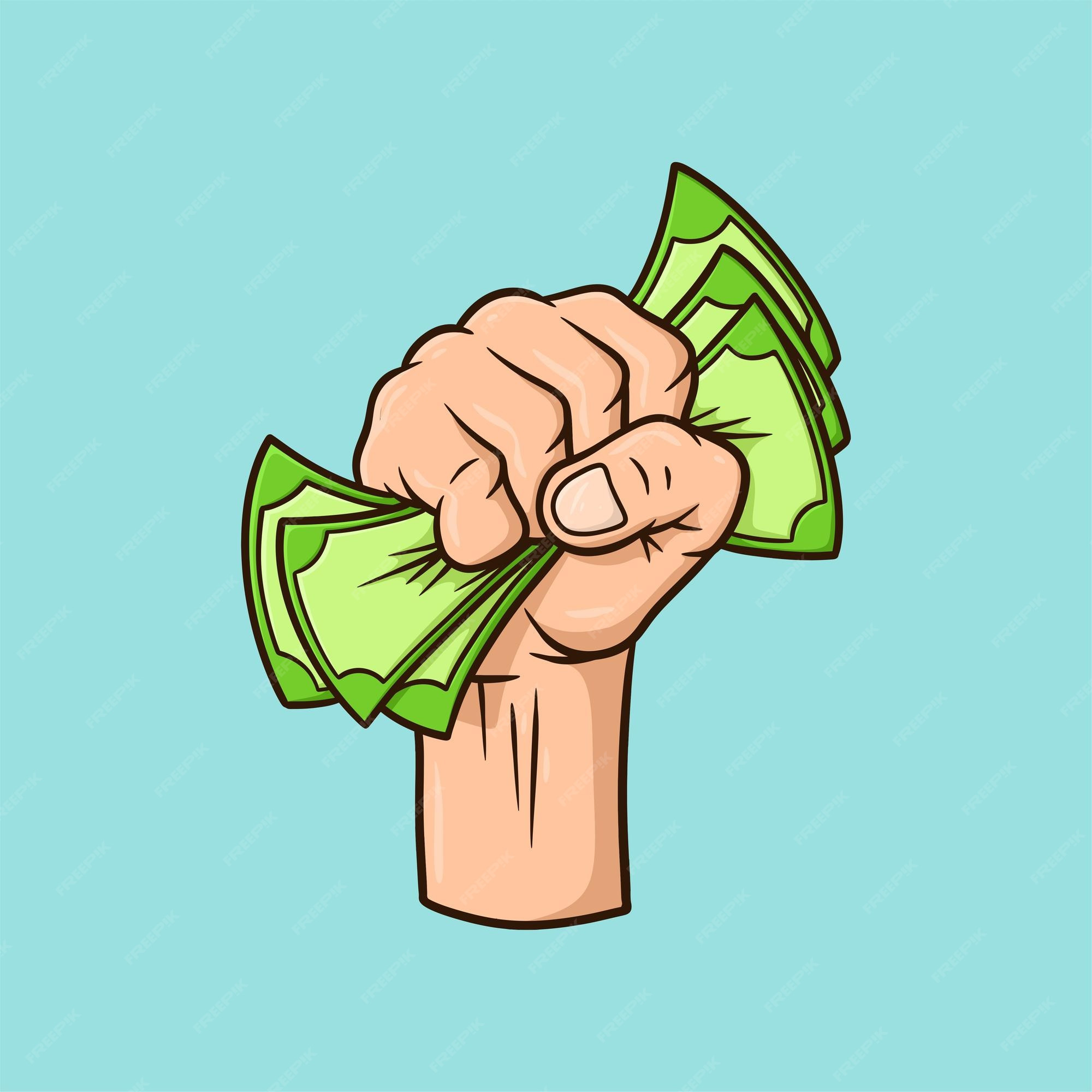 Holding Money Cartoon Awesome Premium Vector