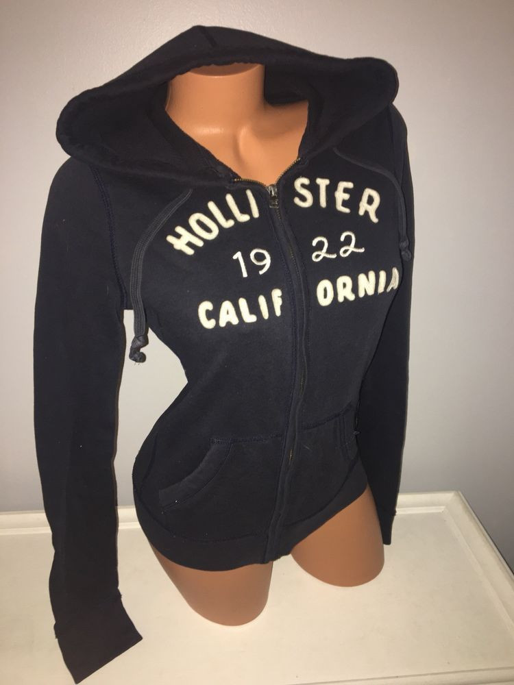 Hollister Hoodie Womens Awesome Hollister Women’s Navy Logo Full Zip Hoo Sweatshirt Medium