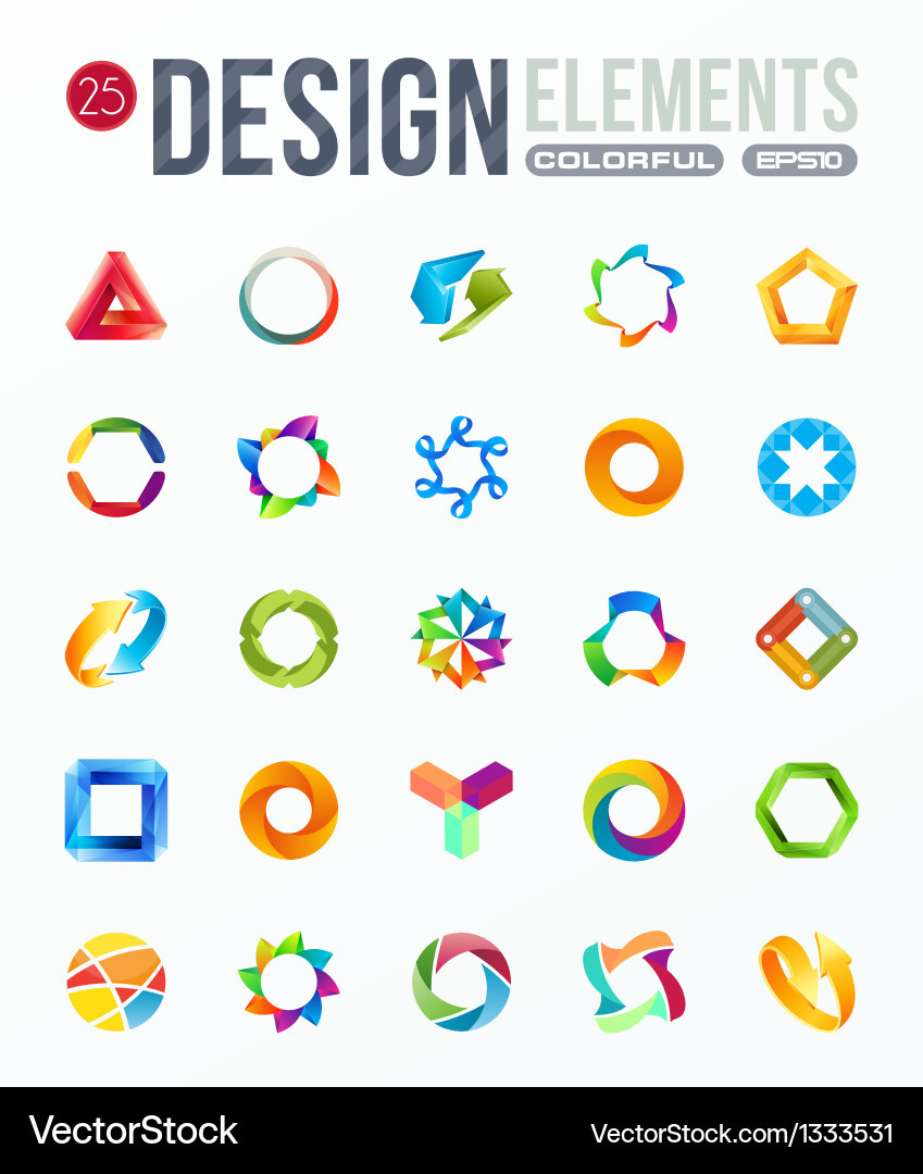 Icon Logo Design Beautiful Icon Set Logo Design Elements Royalty Free Vector Image