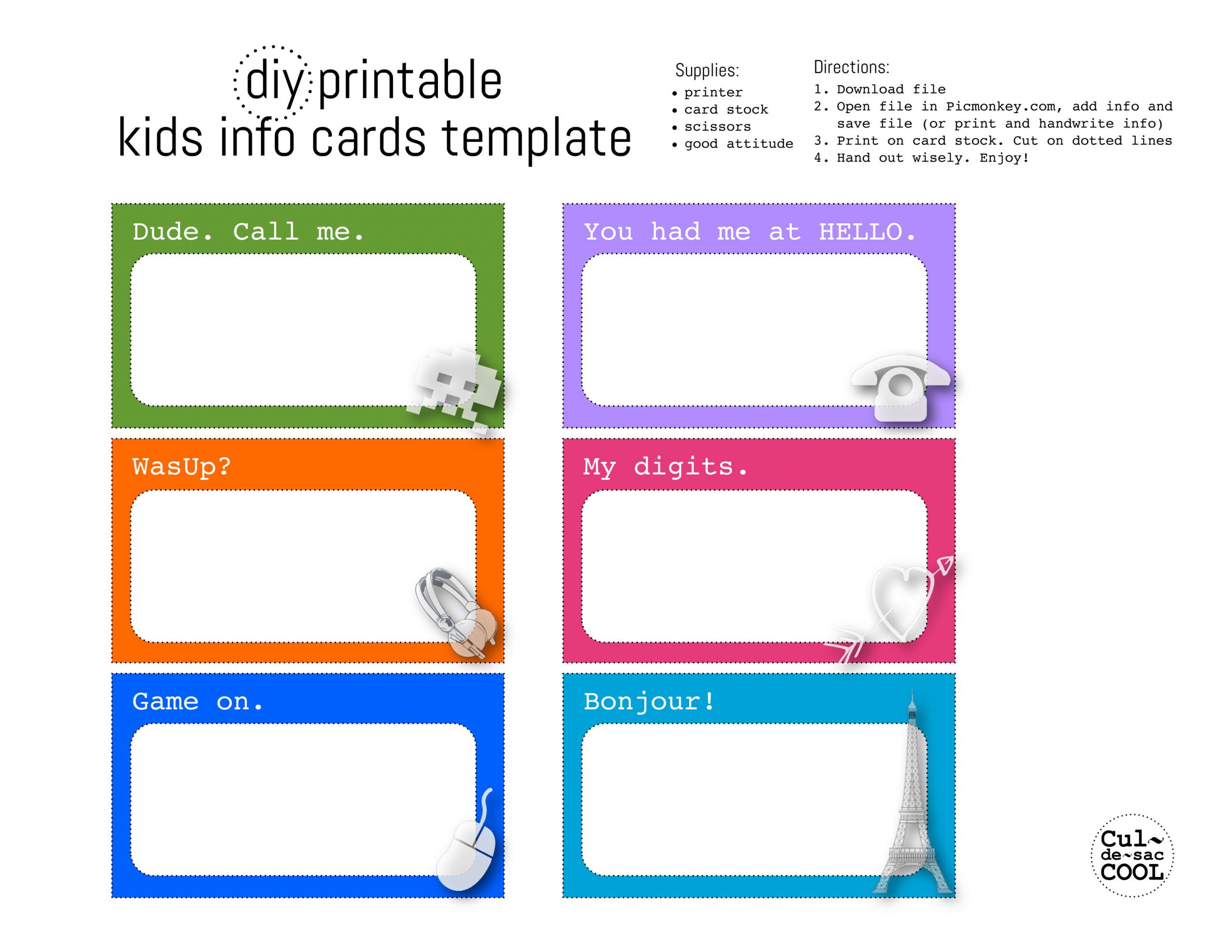 Information Cards Template New Diy Printable Kids Info Cards Template