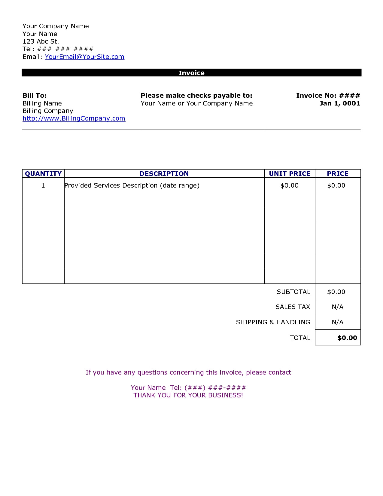 Invoice Template Word Doc Inspirational Invoice Templates Printable Free Word Doc