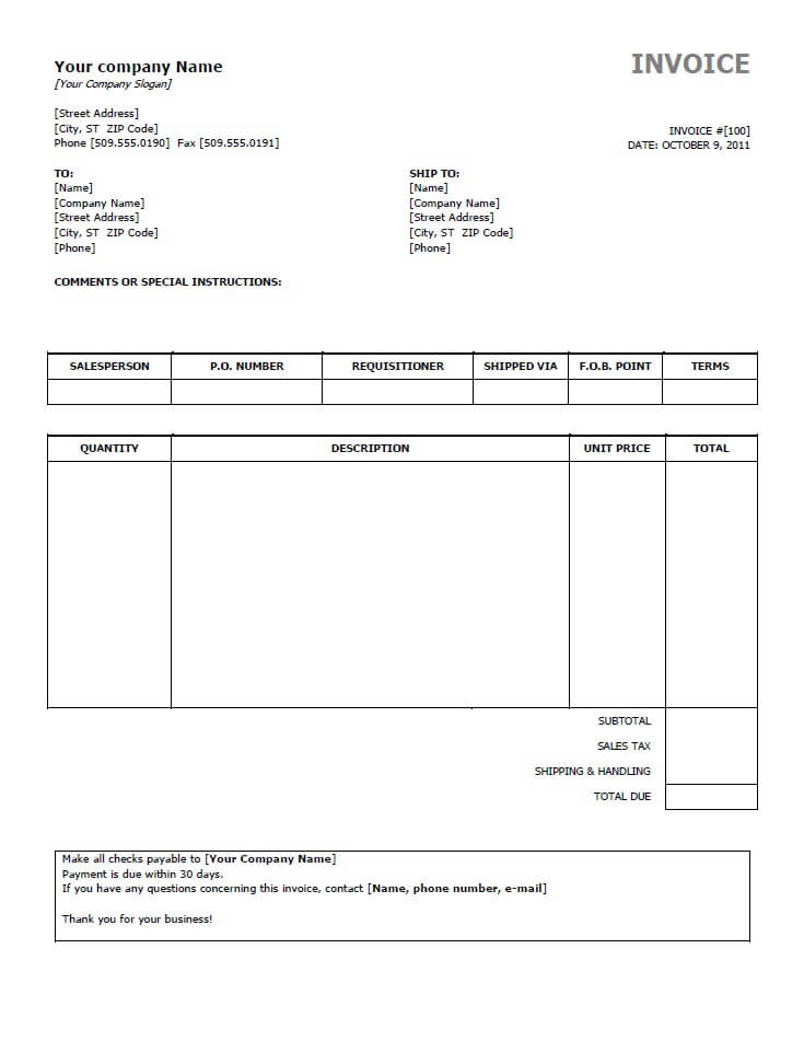 Invoice Template Word Free Download Elegant Free Invoice Templates for Word Excel Open Fice