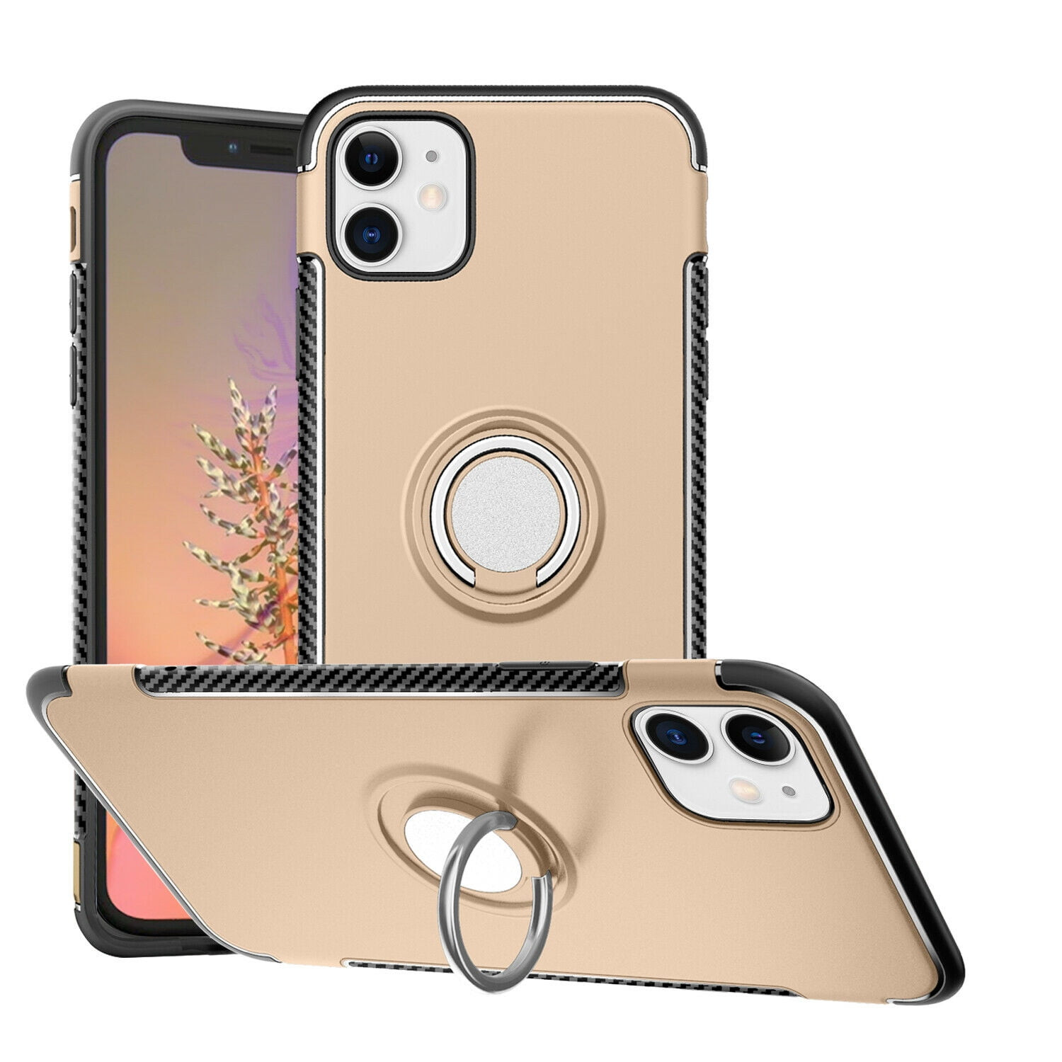 iPhone Case with Stand Awesome Goldcherry for iPhone 11 Case with Ring Holder Slim Dual Layer