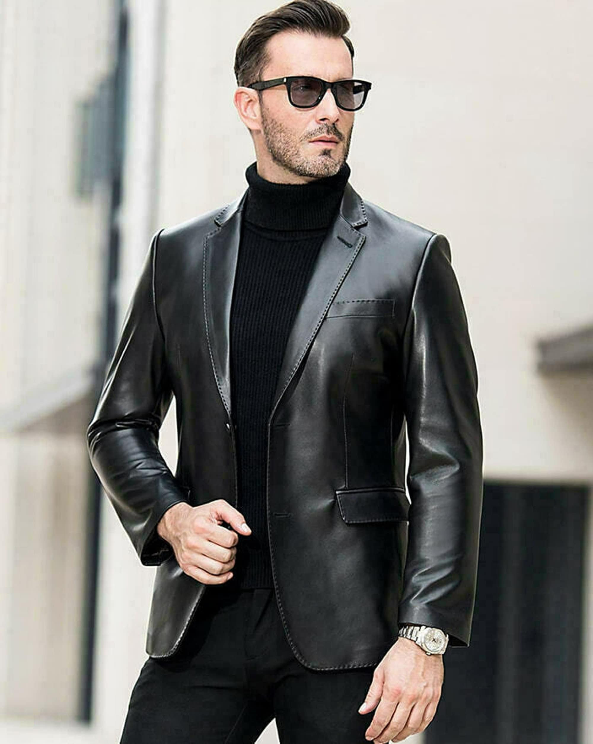 Leather Blazer Jacket Lovely Genuine Lambskin Leather Blazer Jacket Real Leather Coat Black Slim Fit