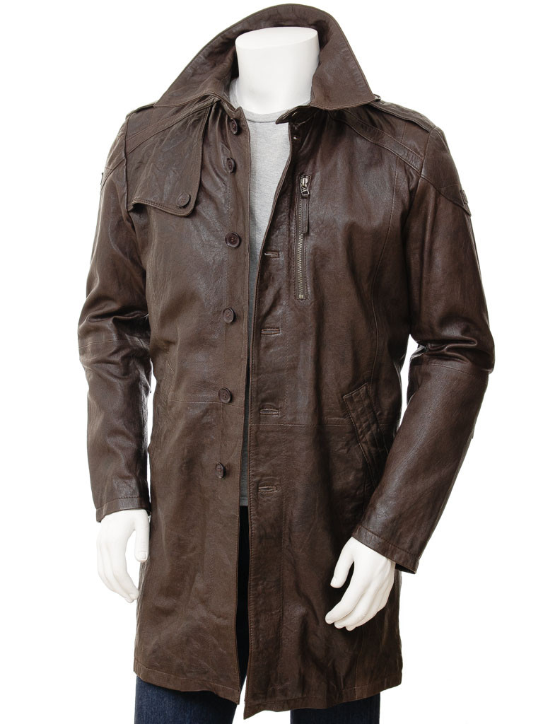 Leather Trench Coat Mens Inspirational Mens Brown Leather Trench Coat Battledown Men Caine