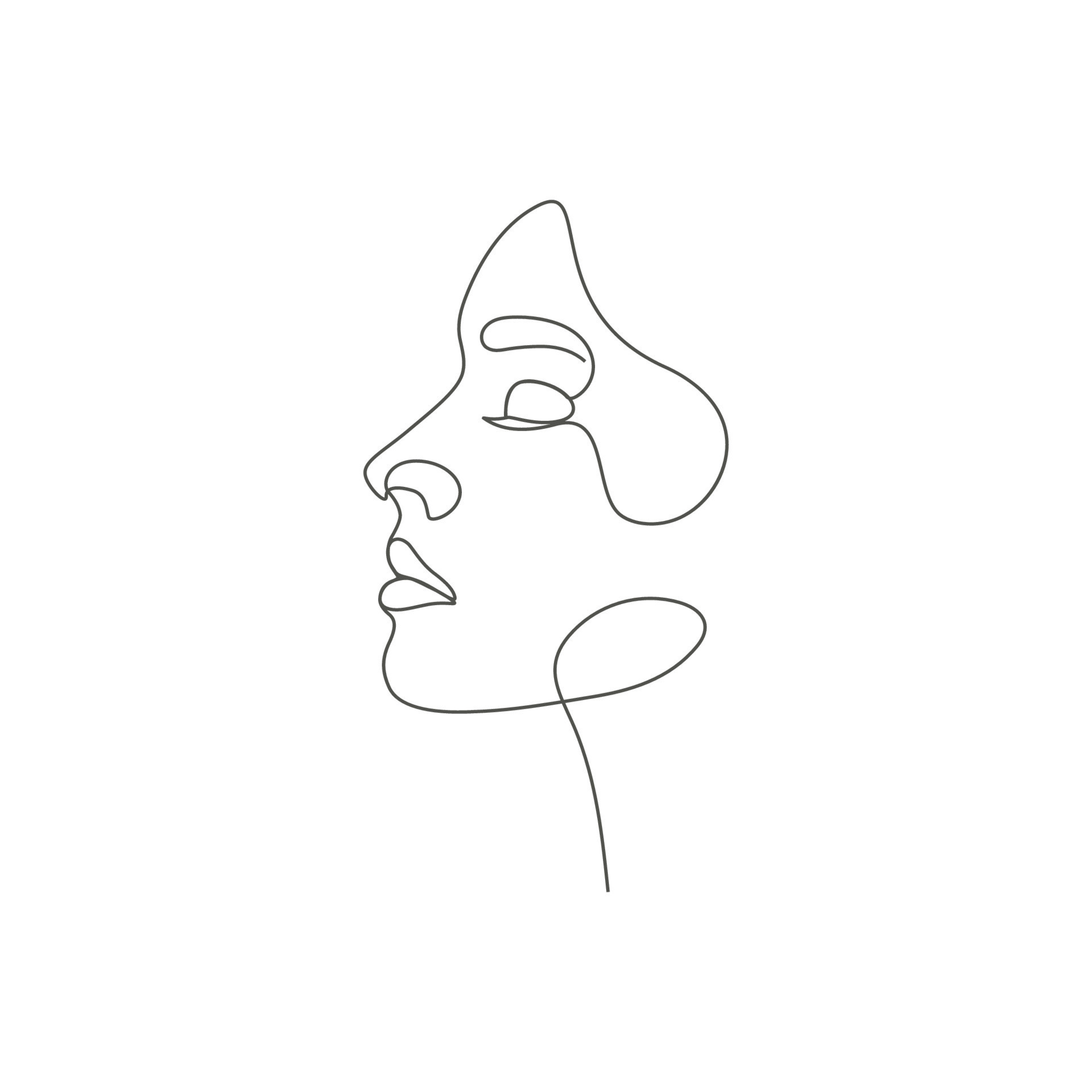 Line Drawing Woman Face Fresh Beauty Woman Face One Line Drawing Young Girl Single Line Portrait