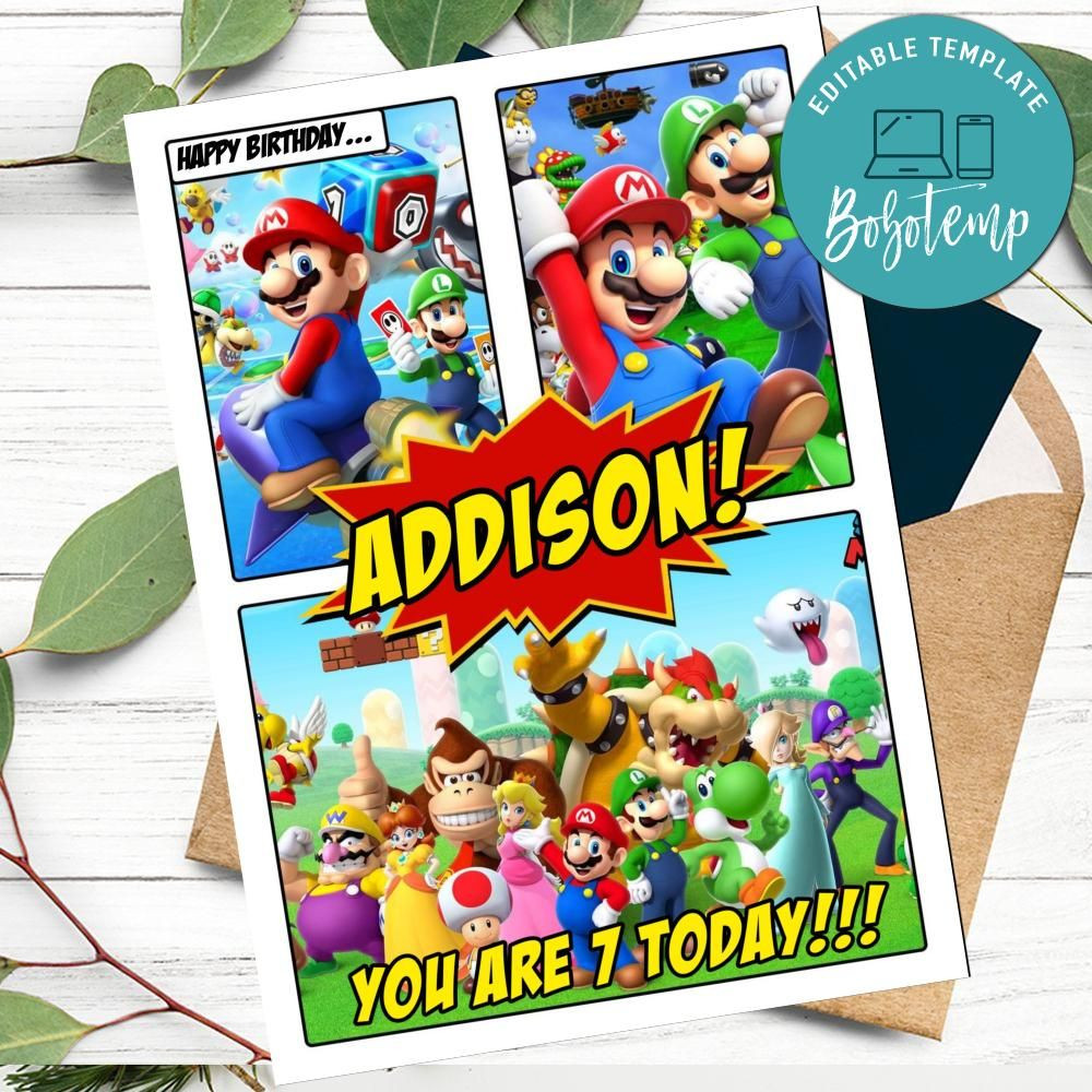 Mario Birthday Card Luxury Super Mario Birthday Card for Your Kids to Print at Home Diy